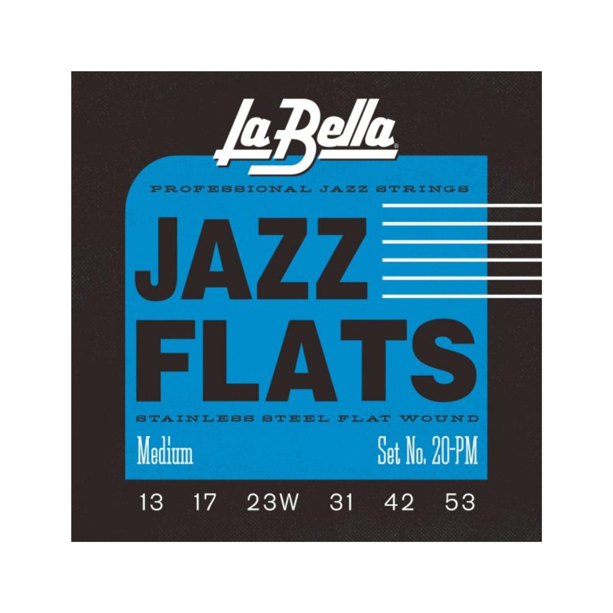 La Bella 20Pm Jazz Flats Stainless Steel Flat Wound - Medium Electric String