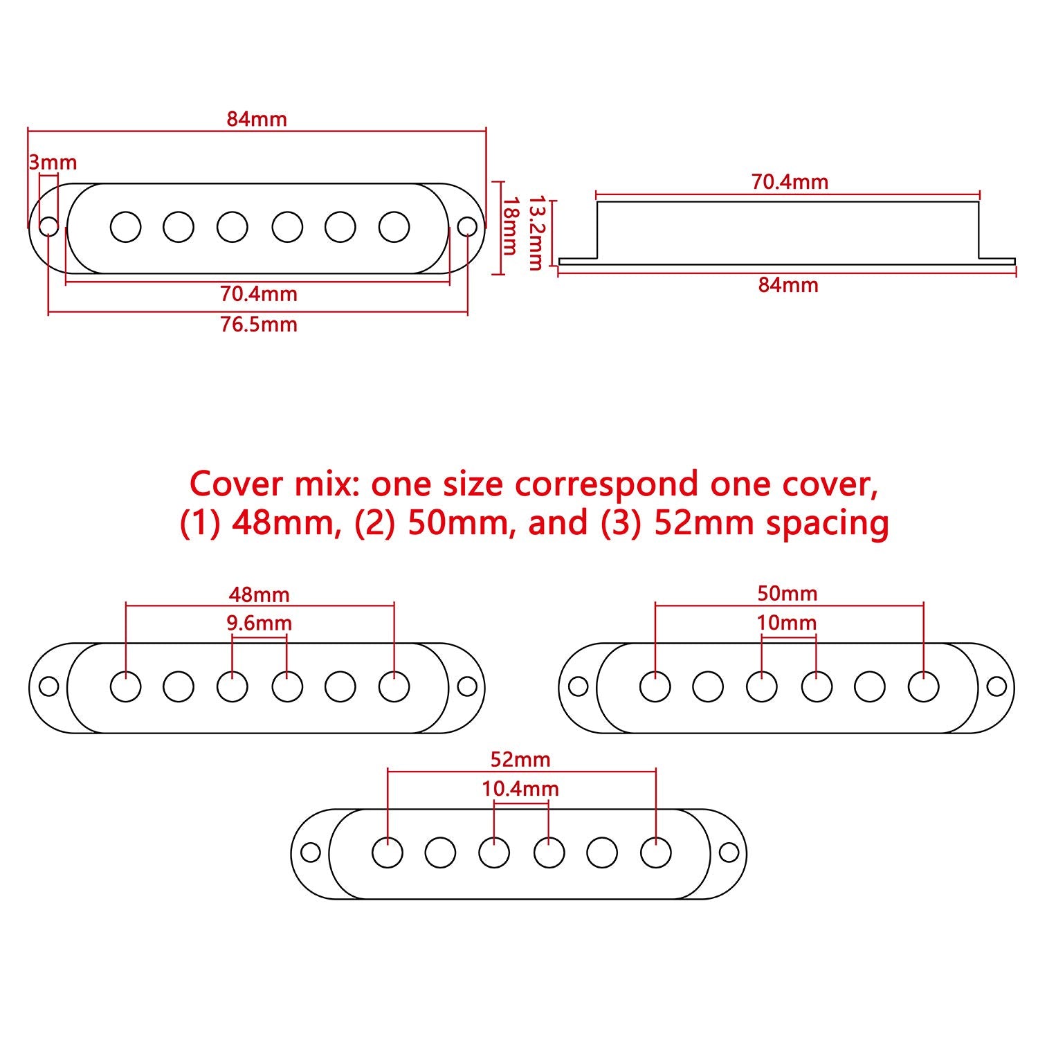 Swhmc Guitar Pickup Cover 6 Hole Single Coil Switch Tip Holder 2 Tone 1 Volume Knobs Set Strat Guitar White
