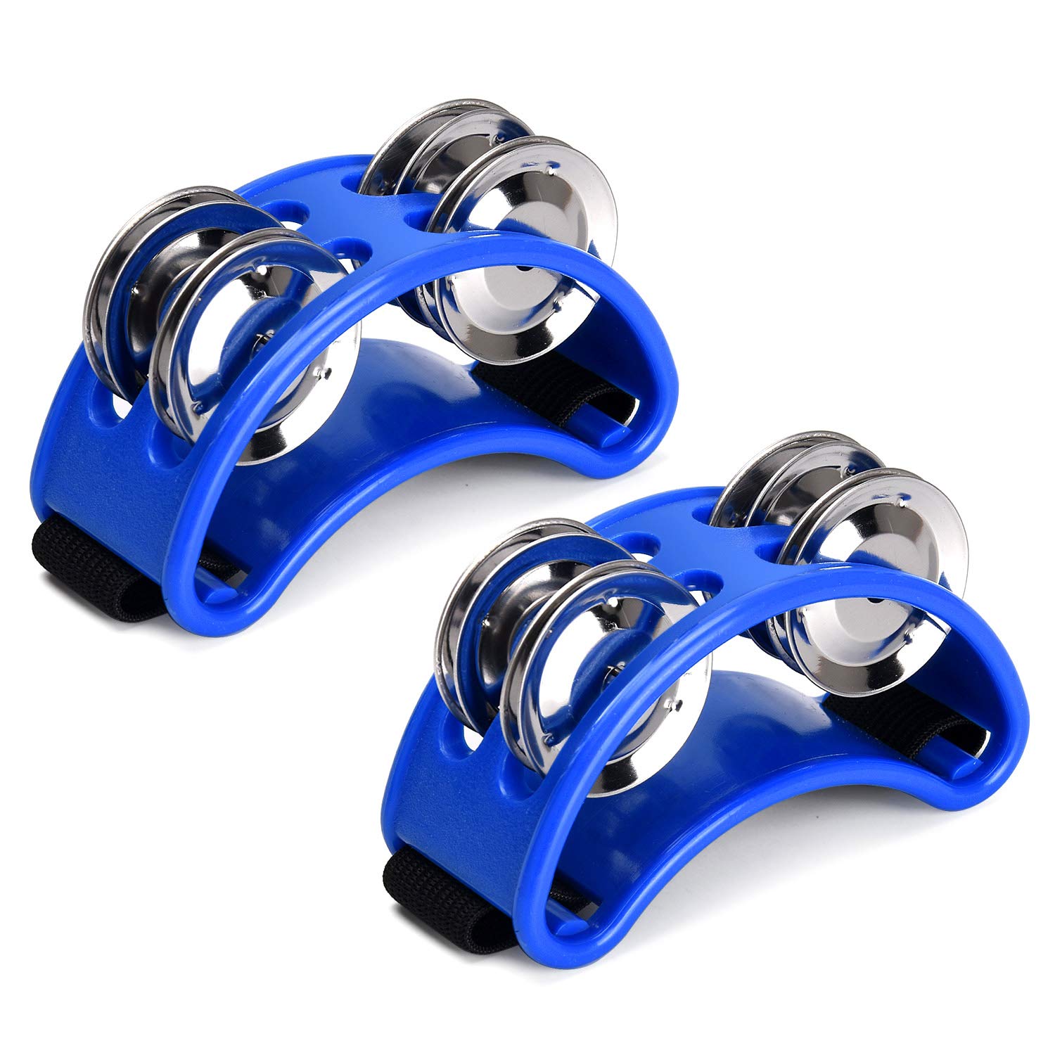 Facmogu 2PCS Foot Tambourines with Metal Jingles, Foot Percussion Musical Instrument, Foot Drum Set with Elastic Band for Dancin