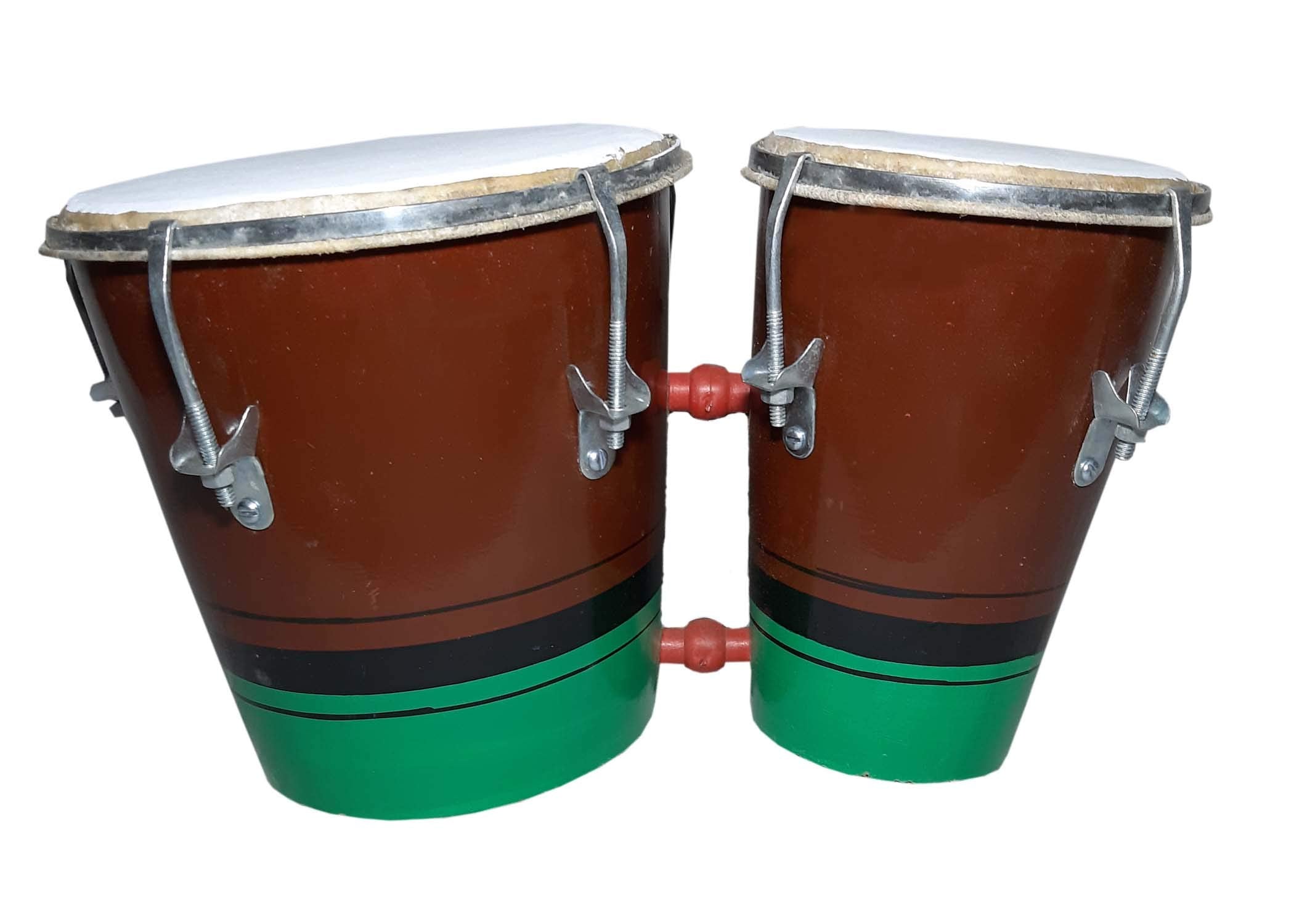 Gt Manufacturers Professional Two Piece Hand Made Wooden Bango Drum (Brown & Green)