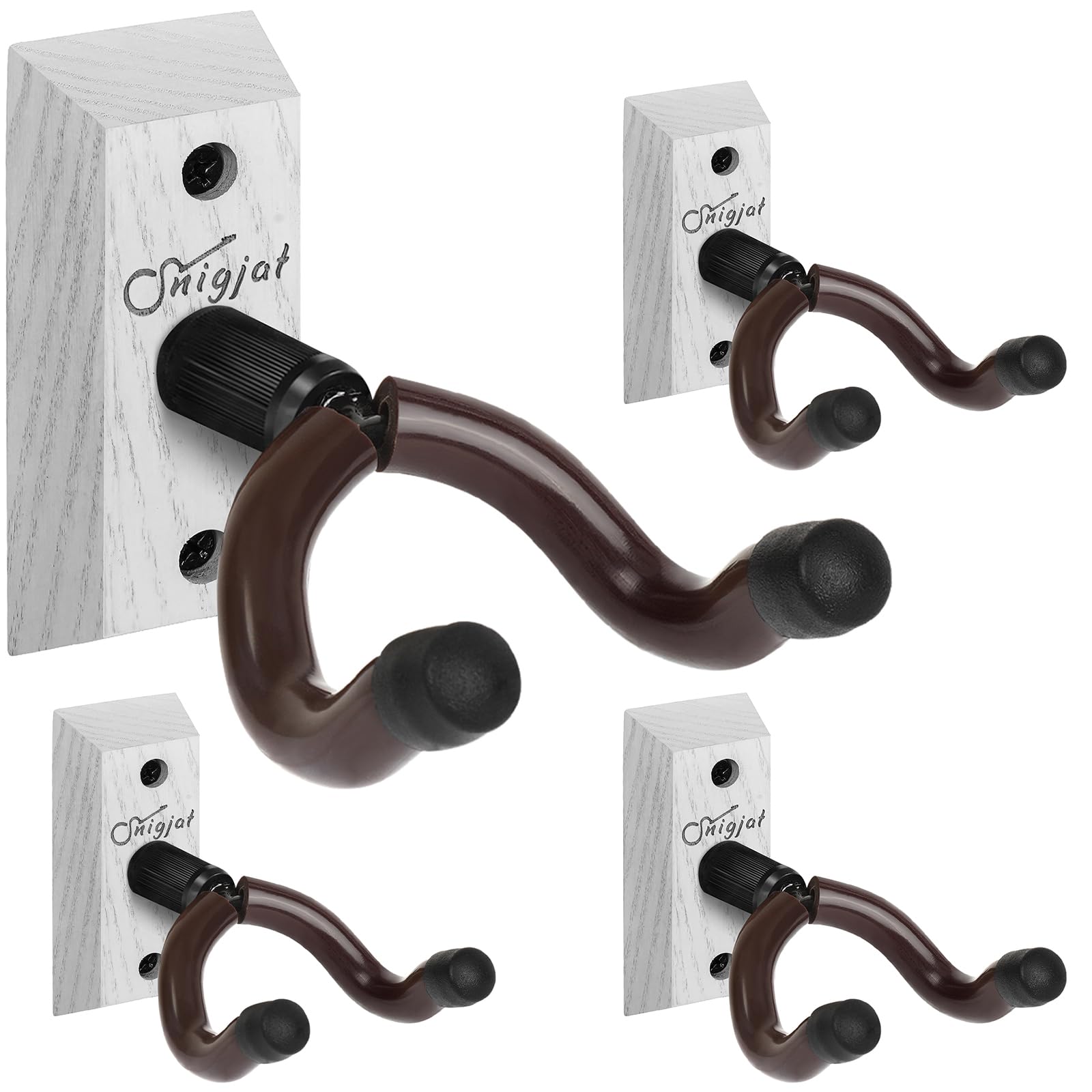 Snigjat 4-Pack Guitar Wall Mount, Hardwood Guitar Hanger Hook Stand Holder For Acoustic Bass Banjo Mandolin String Instrument St