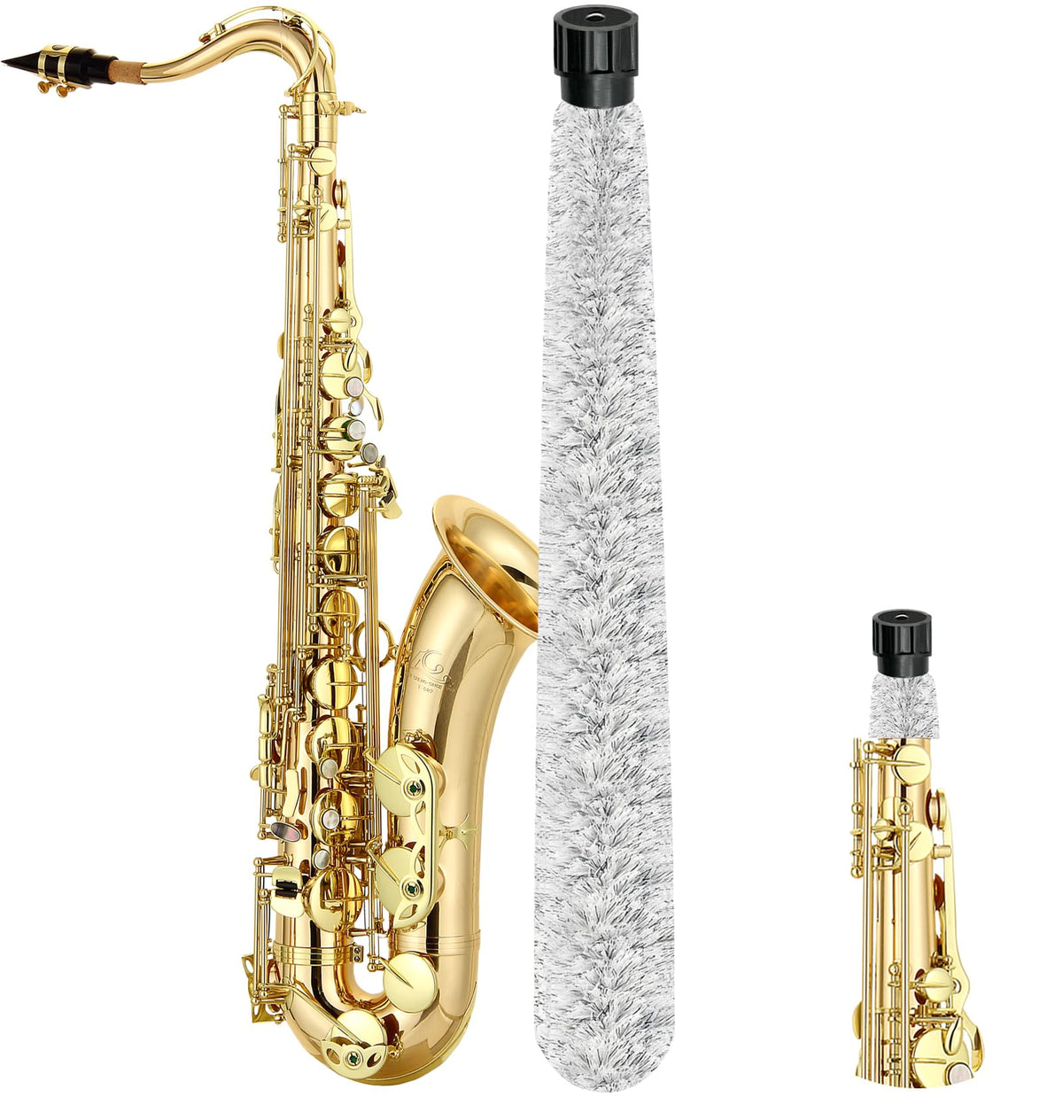Tenor Saxophone Cleaning Swab, Tenor Sax Pad Saver Brush Cleaner, Ultra Absorbent Cotton Sax Cleaning & Care Kit, Suitable For T