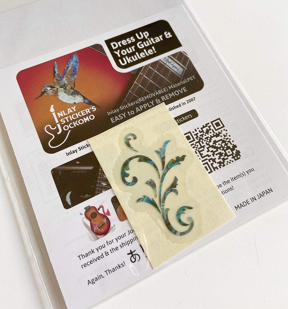 Inlay Stickers for Guitar & Ukulele Headstock - Small Vine - Abalone Blue