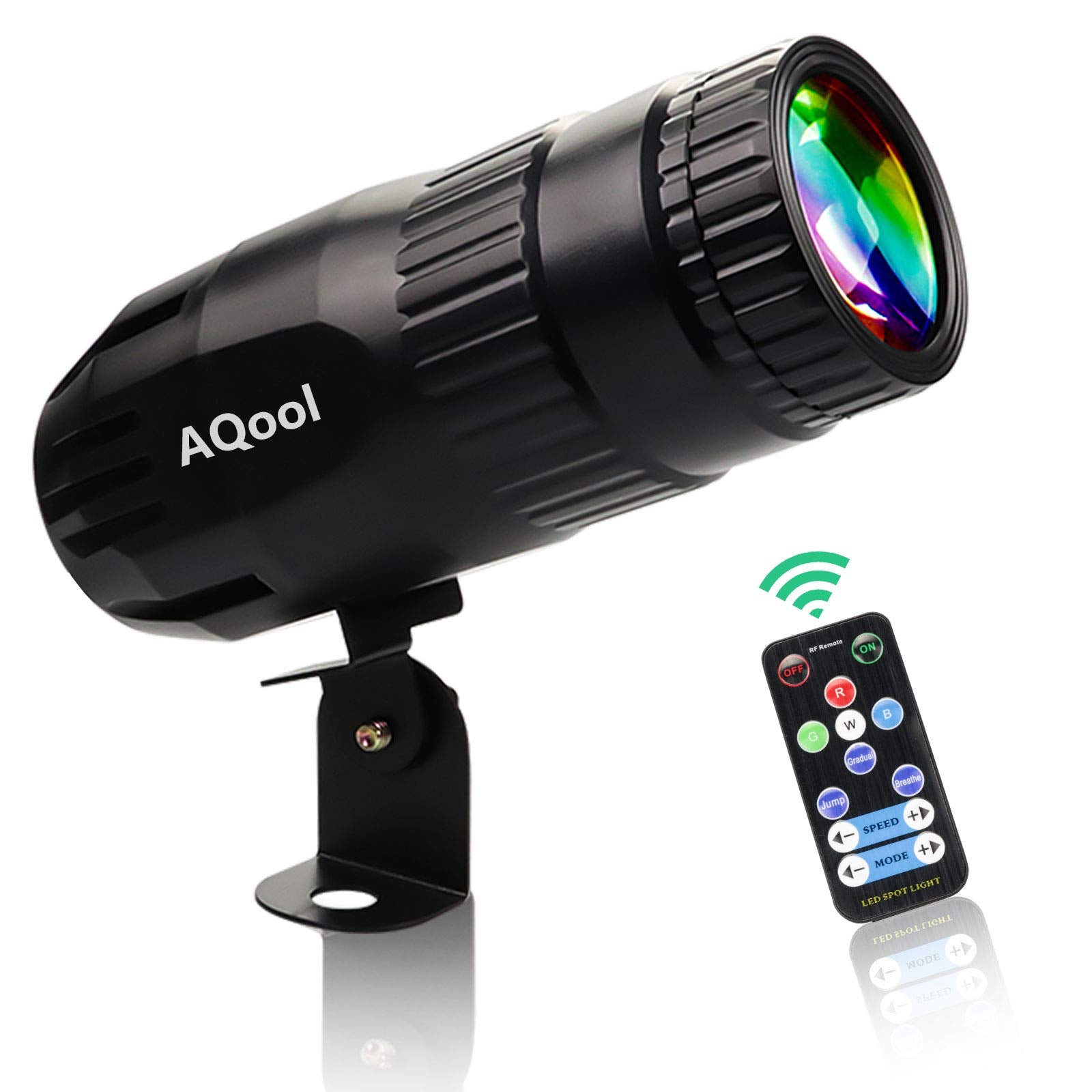 Pinspot Light, Aqool Mini 15W Mirror Ball Spotlight, Super Bright Rgbw Led Beam Pinspot Lights, Remote Control Stage Lighting Fo