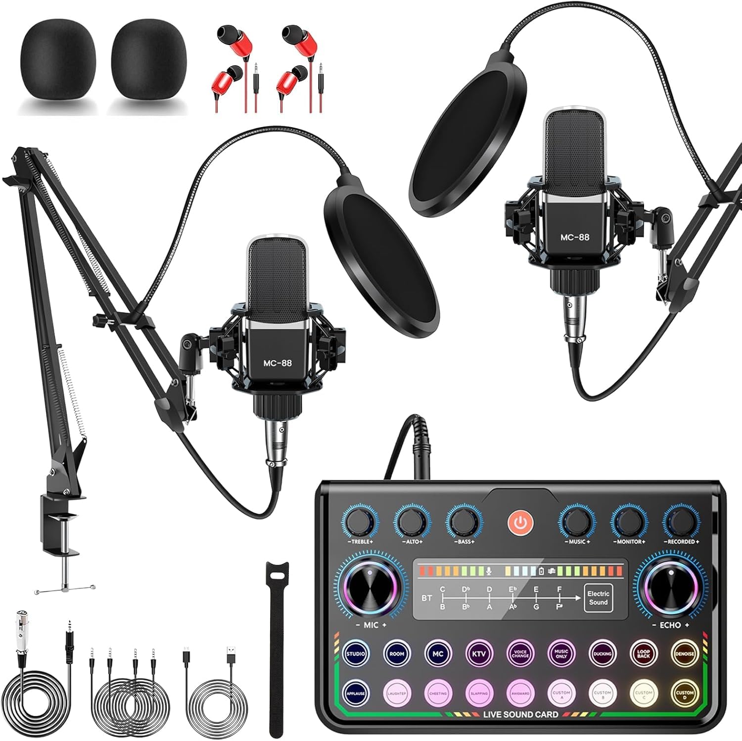 ALSO GO Upgraded Podcast Microphone Bundle, Podcast Equipment Bundle for 2, Recording Studio Equipment for Podcasting, Recording