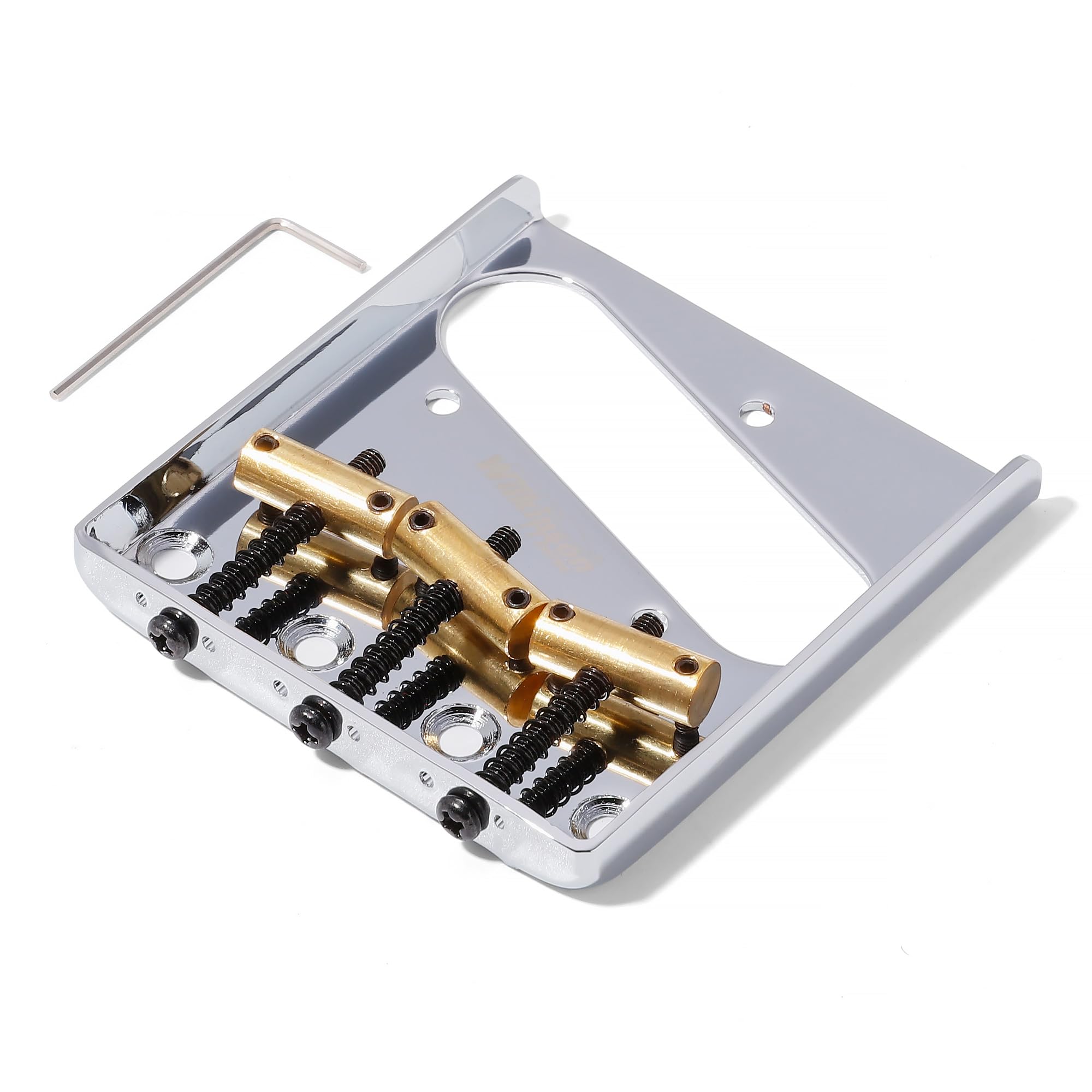 Wilkinson Wot01 2-1/8 Inch(54Mm) Vintage Telecaster Guitar Bridge Brass 3-Saddles Fixed Bridge For Tl Style Electric Guitar (Wot