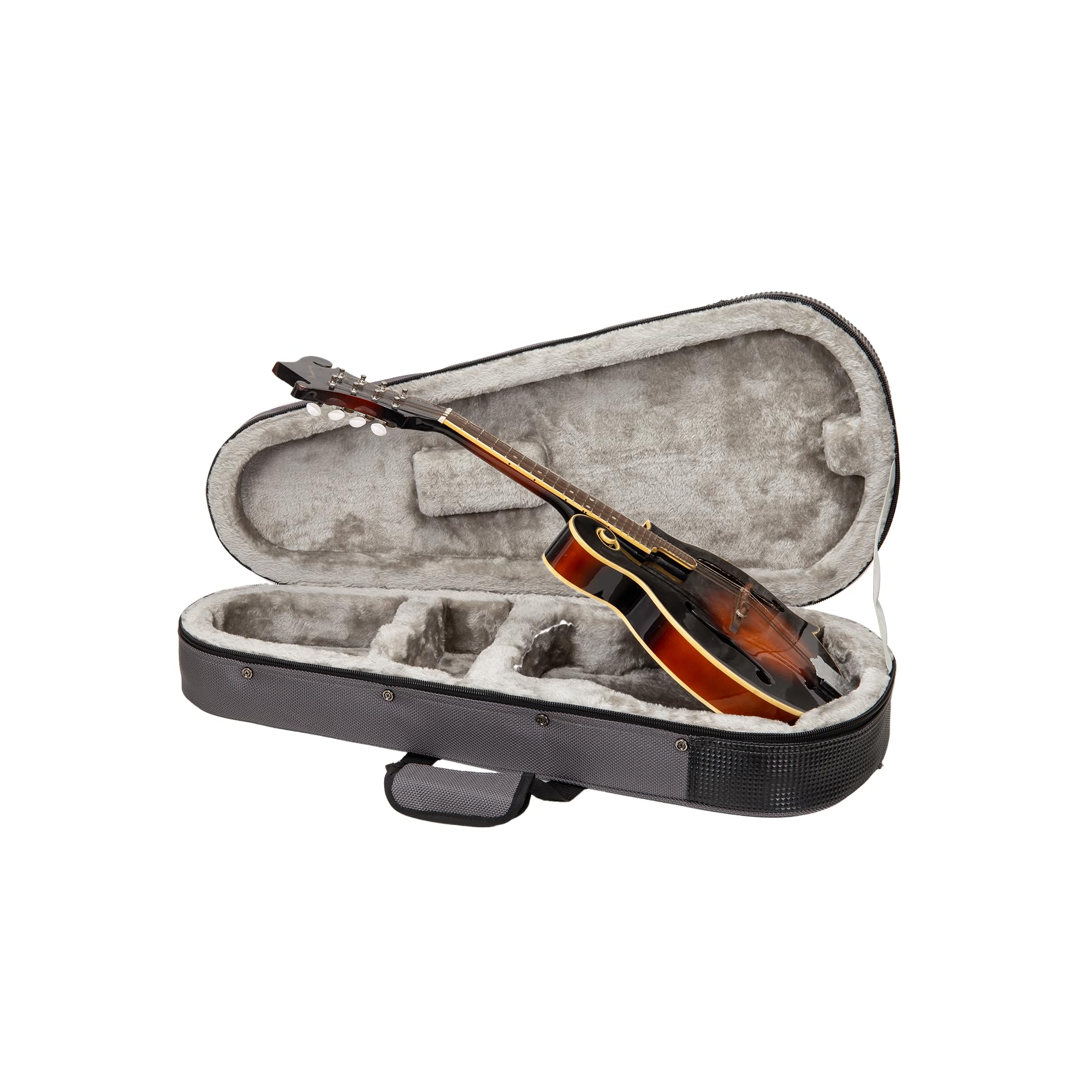 Crossrock Mandolin Foam Case for A & F Style | Lightweight Gray Gig Bag with Plush Interior & Storage Pockets (CRP300MAFDG)