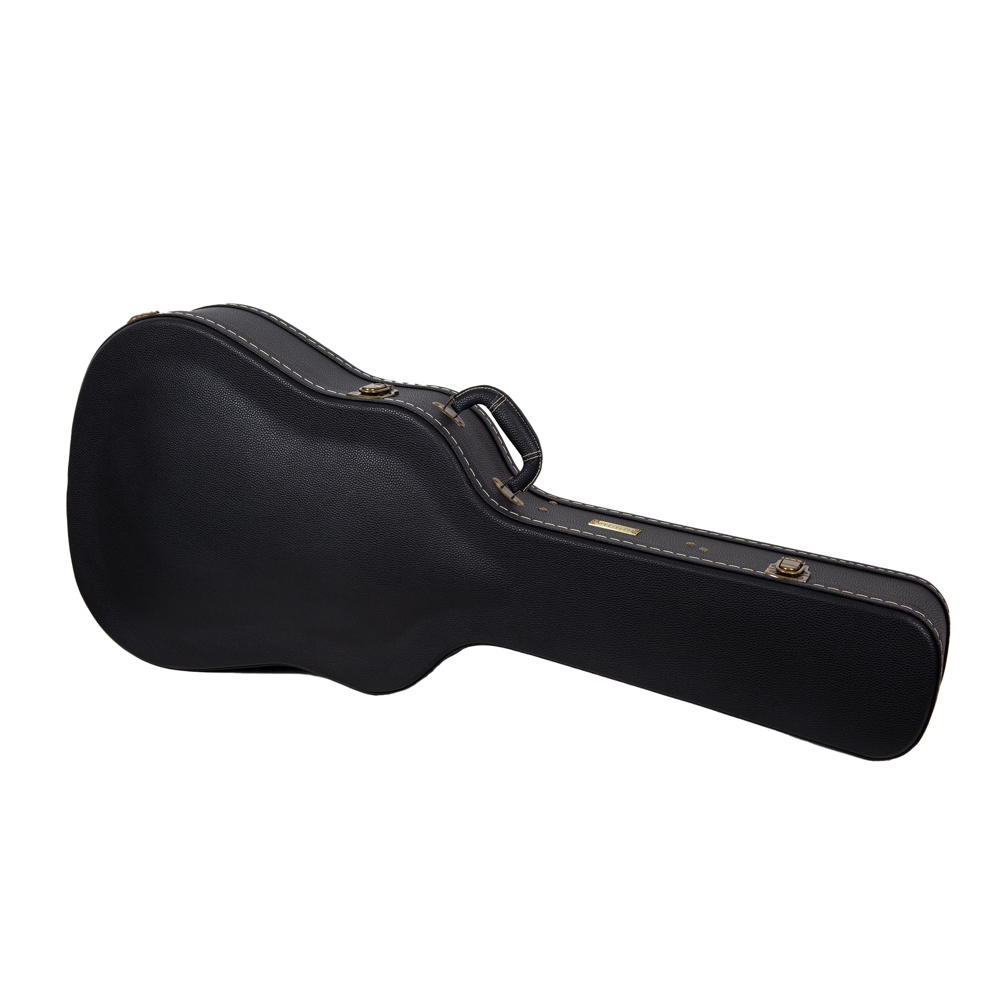Crossrock Wooden Guitar Case -Fits OM/000-14 Fret Acoustic Guitars -Vintage Hardware, Sponge Lining, Metal Feet, Storage Space-B
