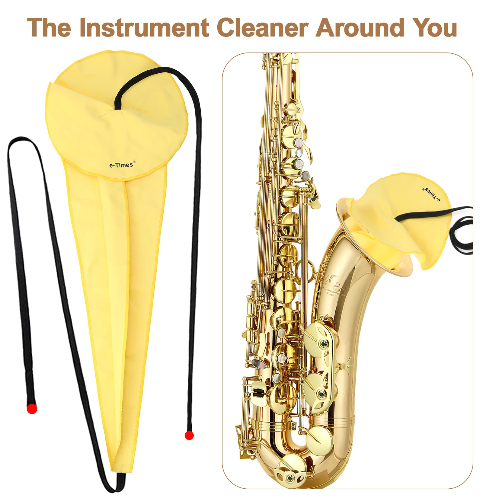 Saxophone Cleaning Cloth Kit, for Alto Tenor Soprano Sax and Other Wind & Woodwind Instruments, Including 1 * Cleaning Cloth and