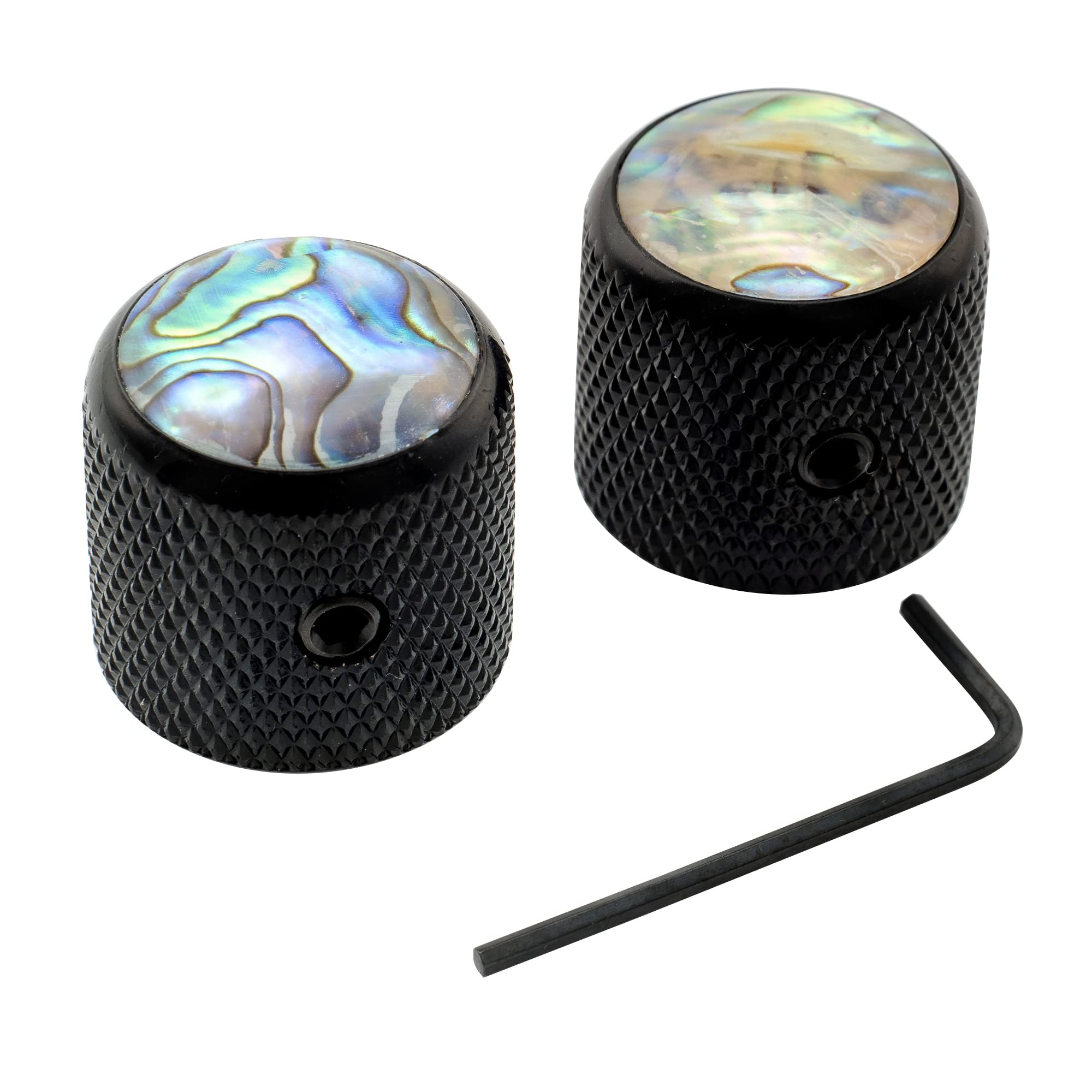 Musiclily Pro 1/4 Inch Steel Abalone Top Dome Knobs with Set Screw Universal Fitting Control Knobs for Electric Guitar or Bass,