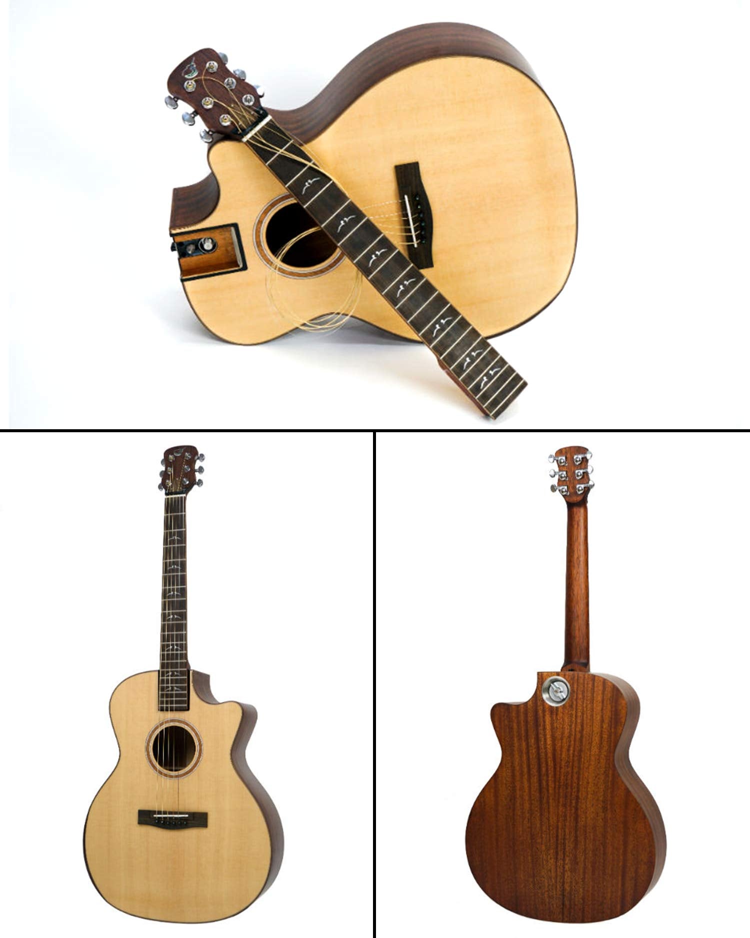 Journey Instruments Solid Sitka Travel Guitar - FF412C Traveling Acoustic-Electric Collapsible Grand Auditorium Guitar - Portabl