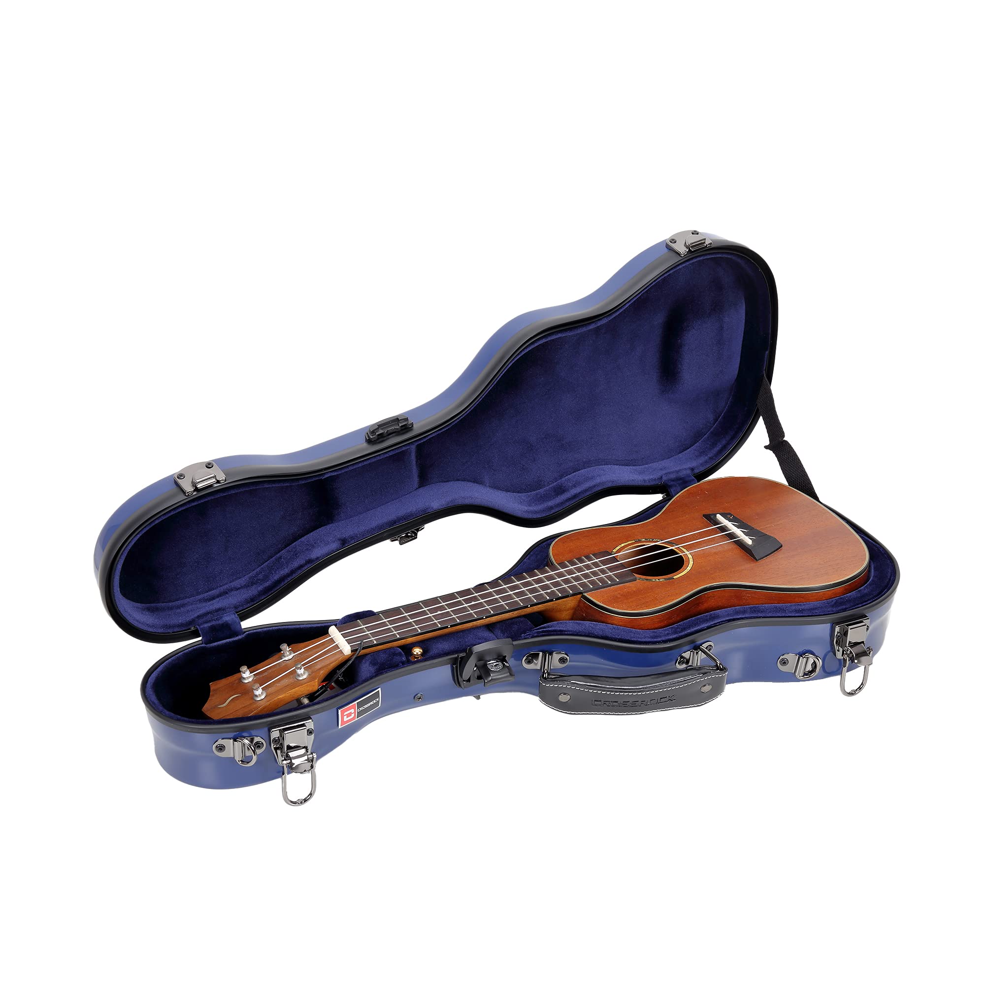 Crossrock Deluxe Fiberglass Concert Ukulele Case with TSA Lock, Navy Blue (CRF2020CUNVBL)