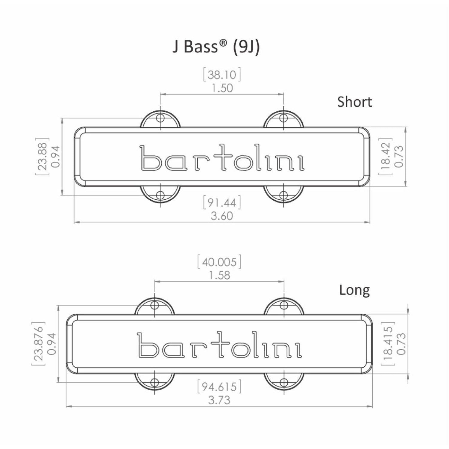Bartolini 9J1 L/S Original Dual Coil 4-string J-Bass Pickup Set