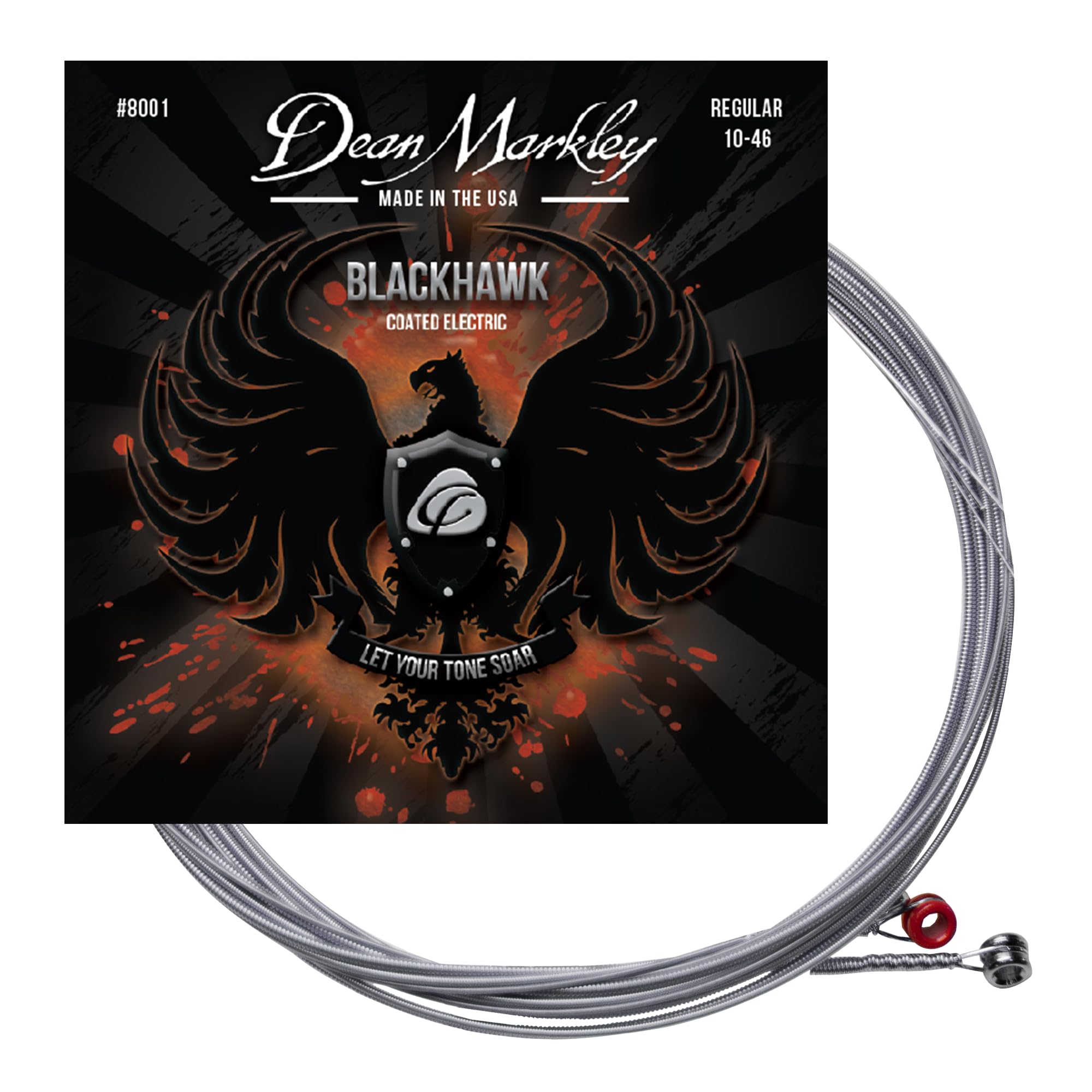 Blackhawk Coated Electric Guitar Strings 6 String Set, Regular 10-46 Alloy Steel Guitar Strings Electric, Thin Coated Electric G