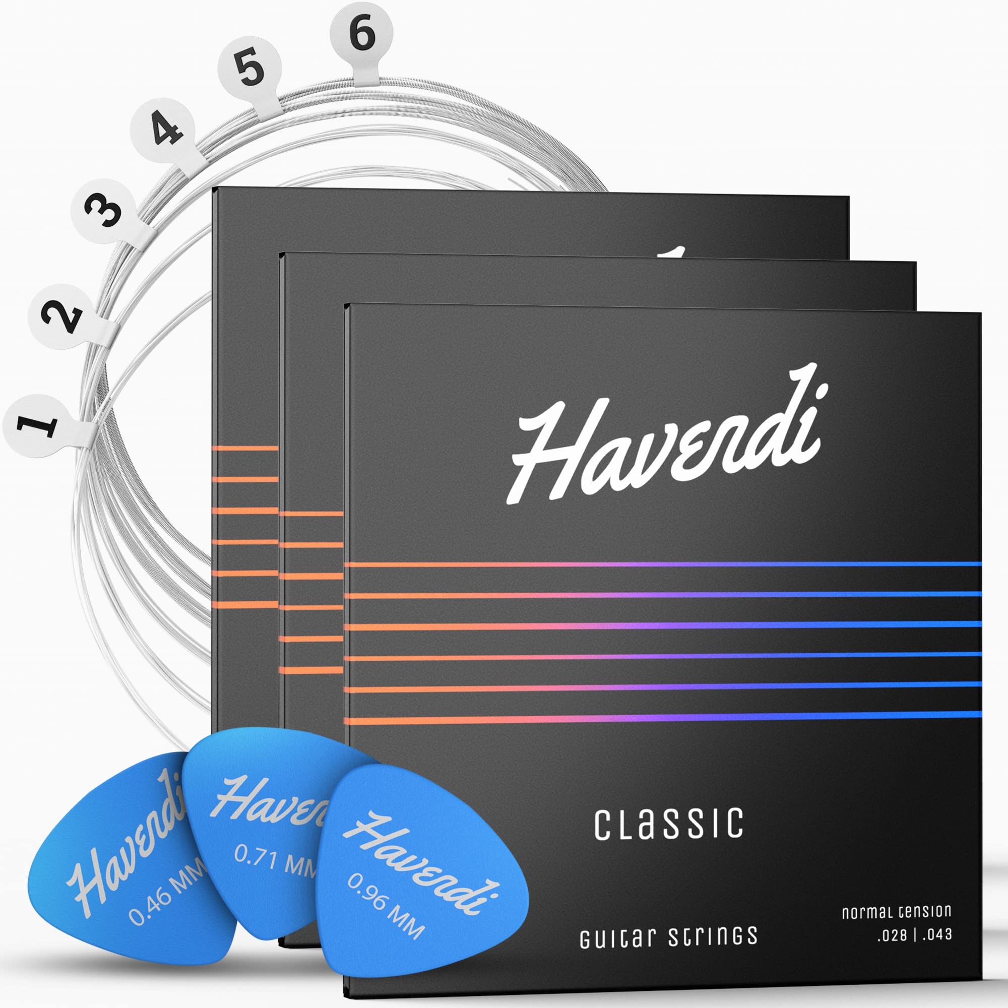 Havendi Guitar Strings For Classical Guitar - Brilliant Sound Quality Strings Made Of Nylon For Classical Guitar Coated With Sil