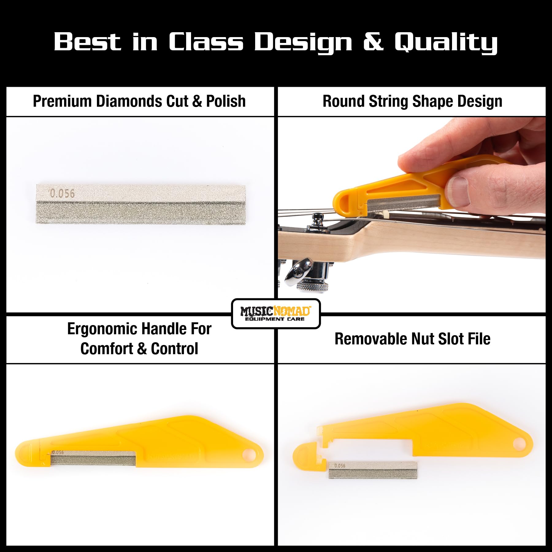 MusicNomad 6 pc. Electric Guitar Diamond Coated Nut File Set - Super Light Strings (MN667)