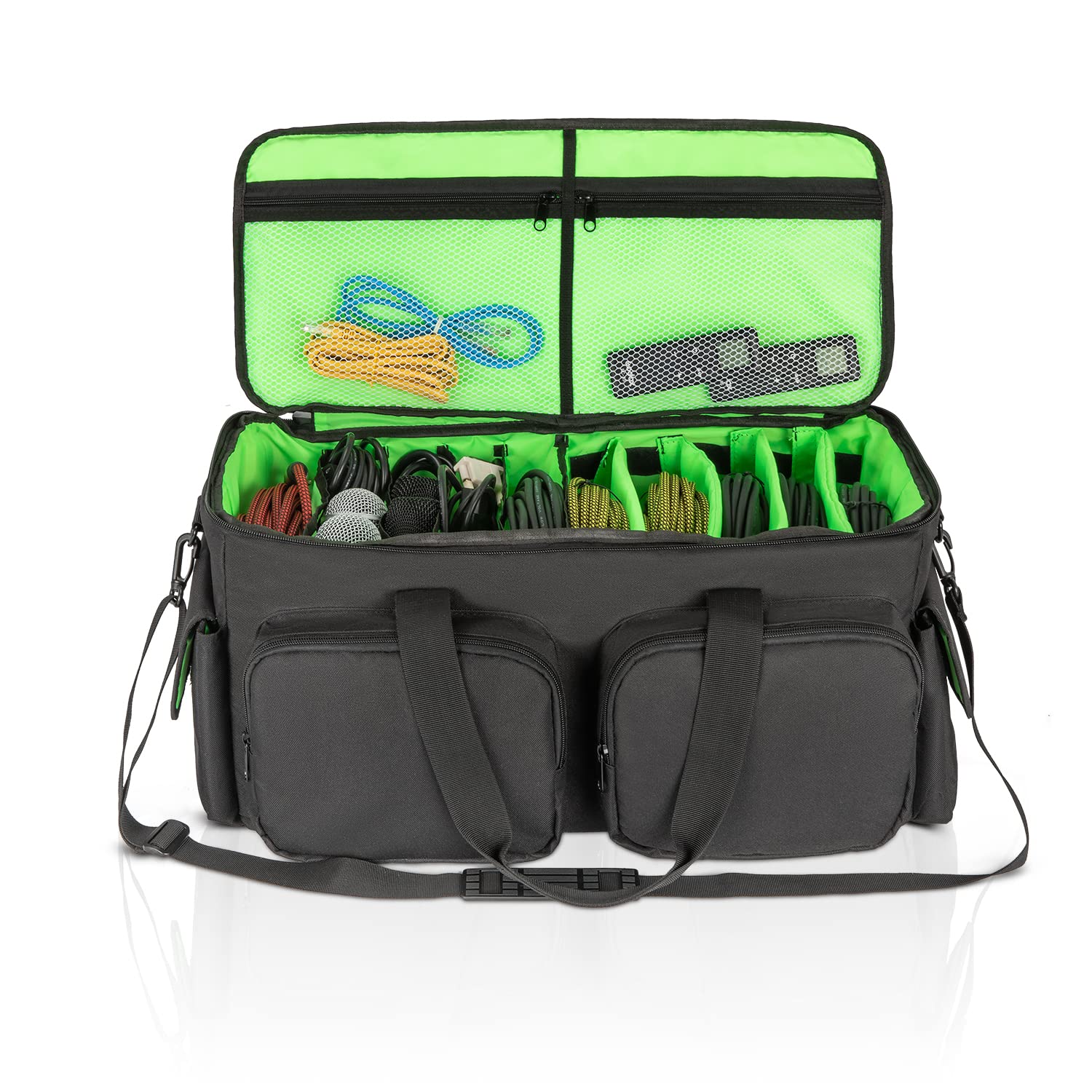 SAVIOUR DJ Cable File Bag, Detachable Padded Bottom and Adjustable Dividers, Stores Music, Audio, and Visual Cabling, Portable T
