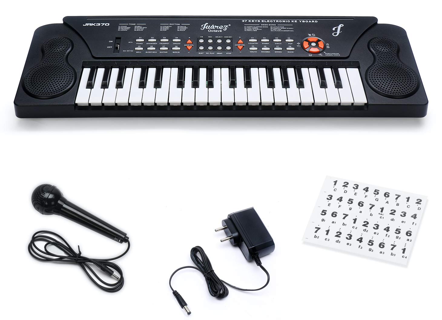 Juarez Octav Jrk370 37-Key Portable Electronic Keyboard Piano | 8 Rhythms | 8 Timbres | 8 Demos|4 Percussions | 4 Animal Voices 