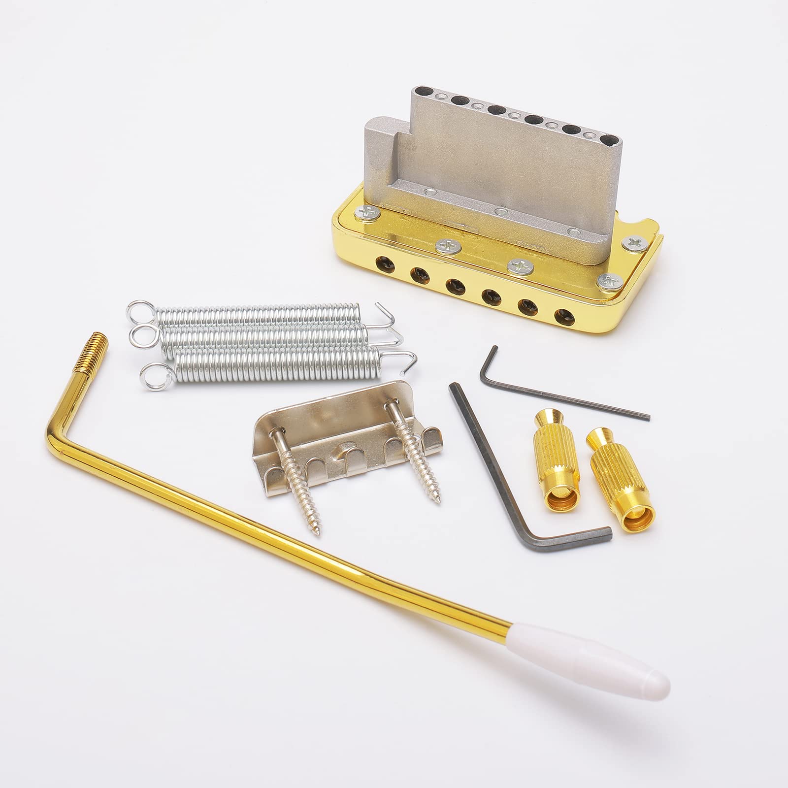 Unxuey 52mm Guitar Stratocaster Tremolo Bridge 6 String Individual Saddle for SQ Fender Strat Style Electric Guitar(Gold)