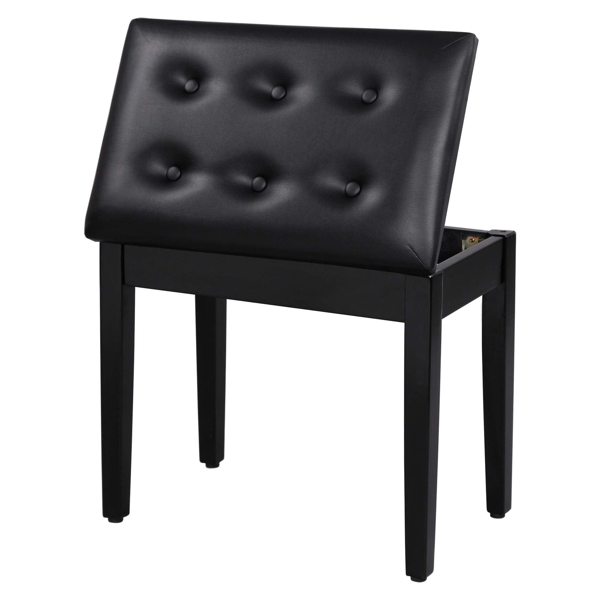 SONGMICS Piano Bench with Padded Cushion and Storage Compartment for Music Books, Vanity Stool, Tufted Wooden Piano Seat, 13.8 x