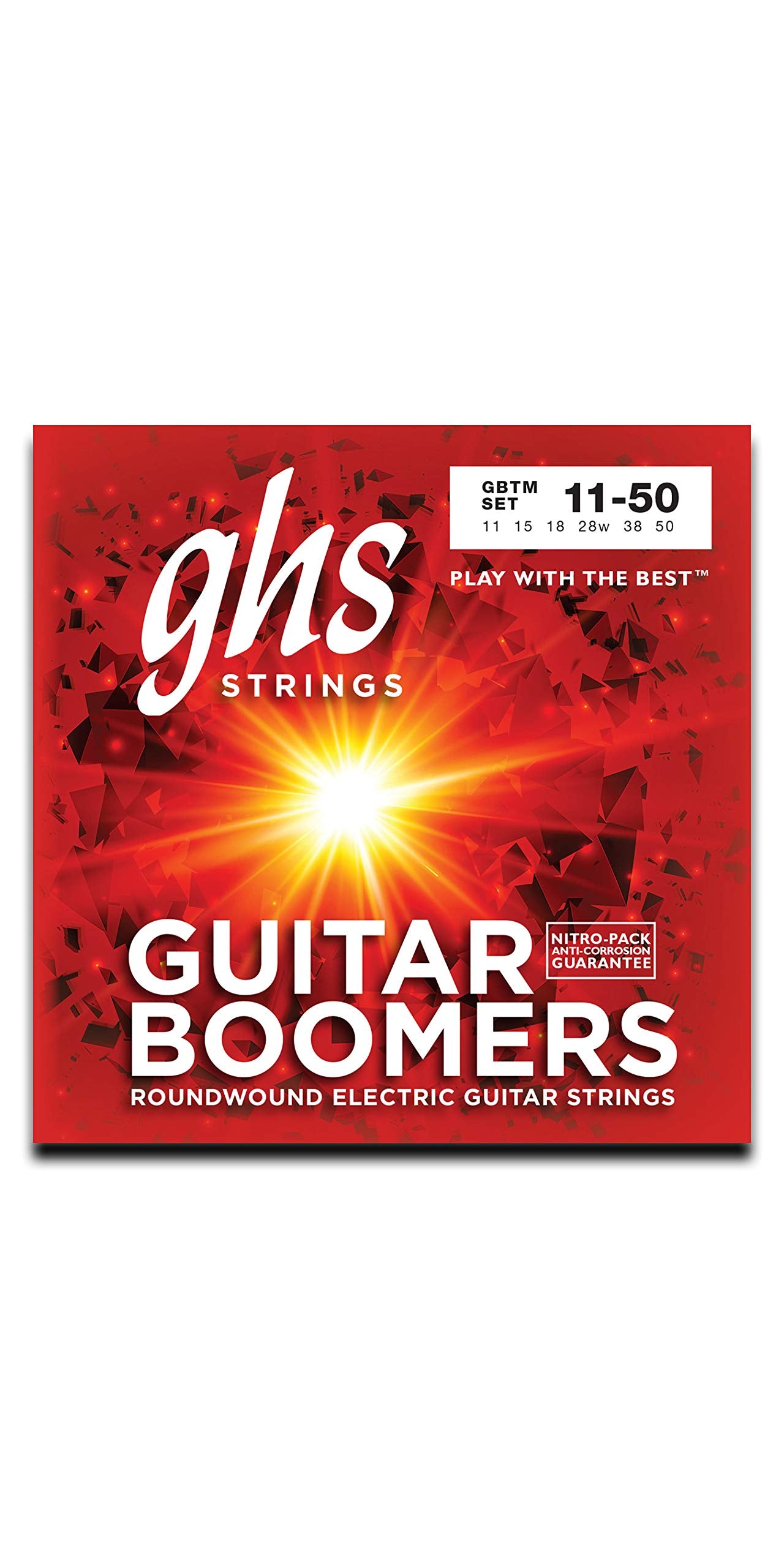 GHS Strings GBTM - 10 Pack - Guitar Boomers, Nickel-Plated Electric Guitar Strings, True Medium (11-50), Pack of 10