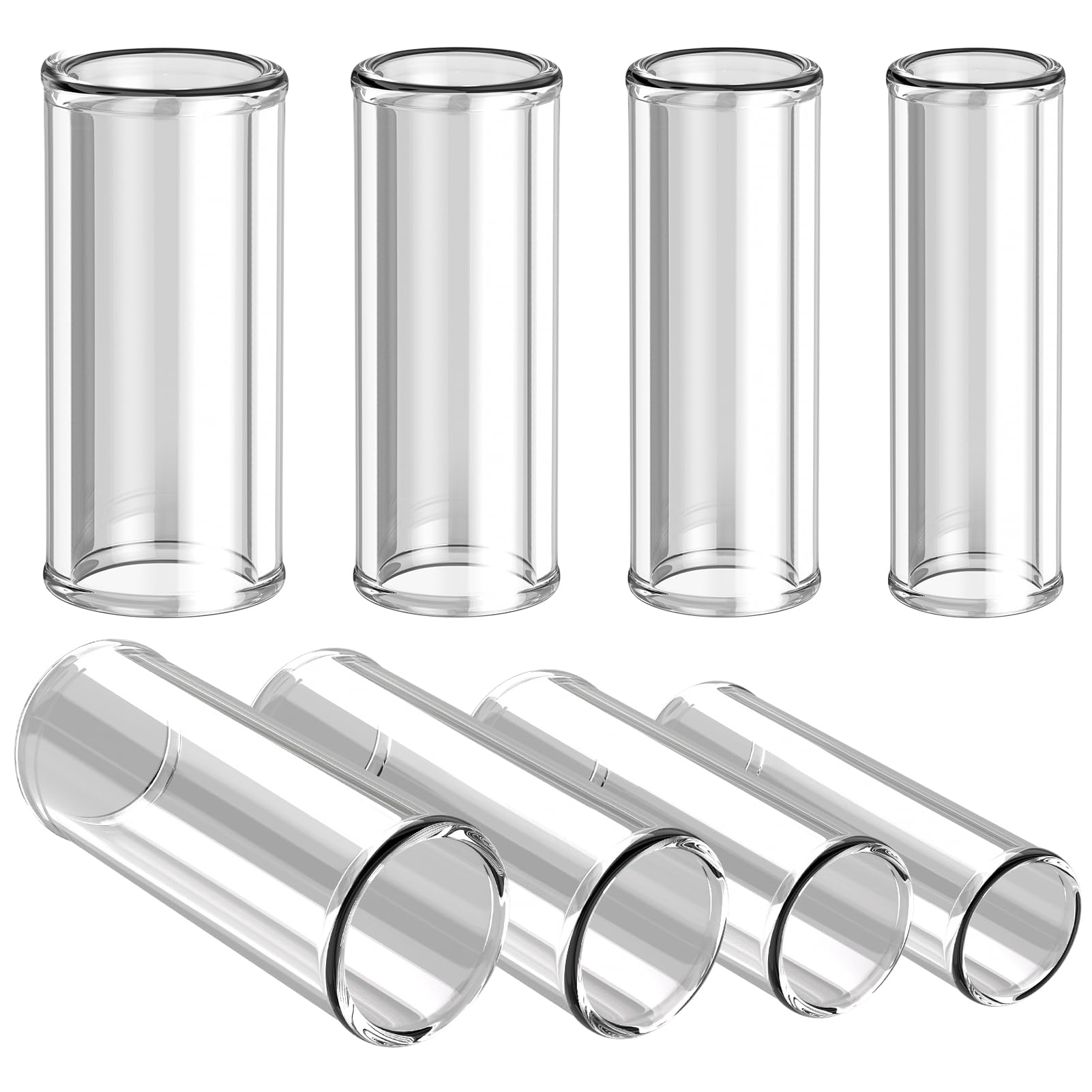 Lifehim 8Pcs Glass Guitar Slide For Electric And Acoustic: Finger Knuckle Slide Guitar Multisize With Extra Large Guitar Slides