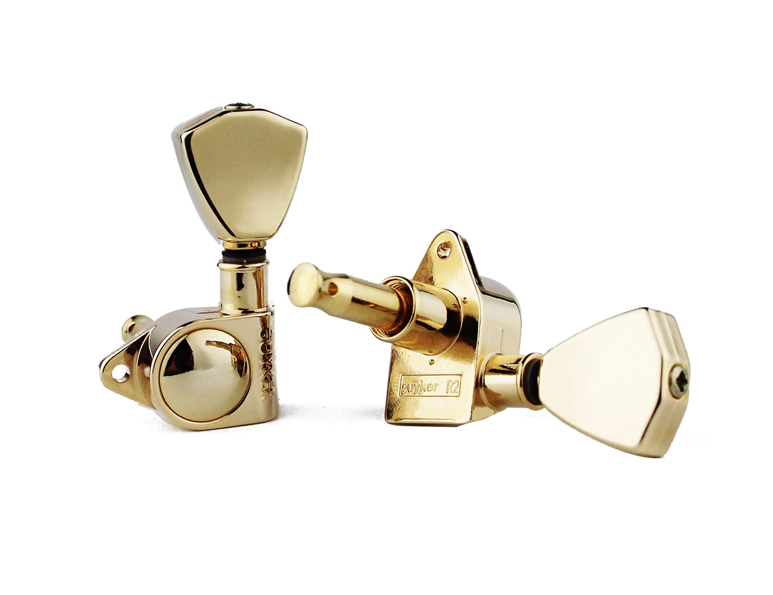 Guyker Guitar Machine Heads (3L + 3R Handed) - 1:21 Sealed Tuners Tuning Key Pegs with Trapezium Handle Replacement for Electric