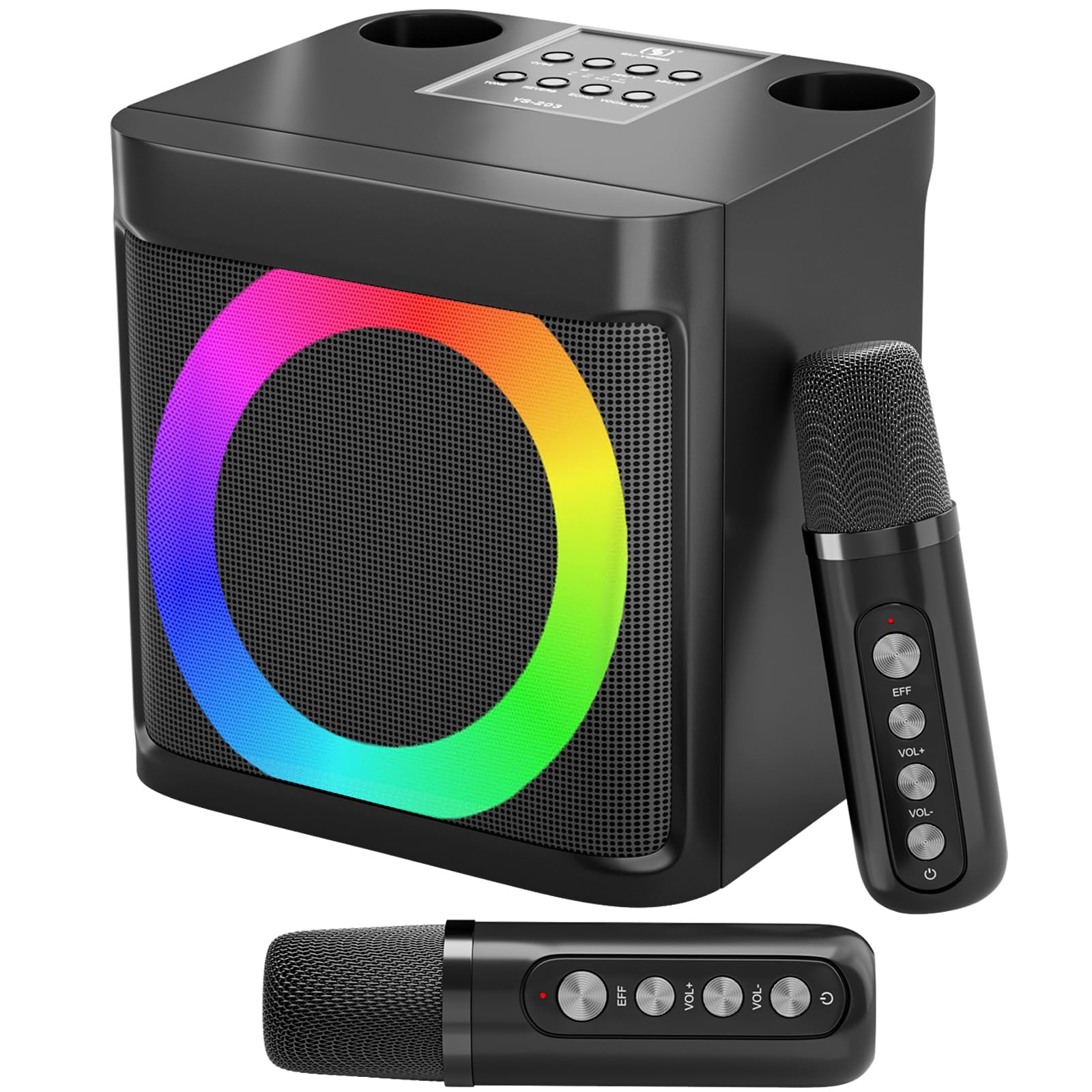 Karaoke Machine for Kids Adults - Portable Bluetooth Speaker with 2 Wireless Microphones, Singing Machine for Home Party, Birthd