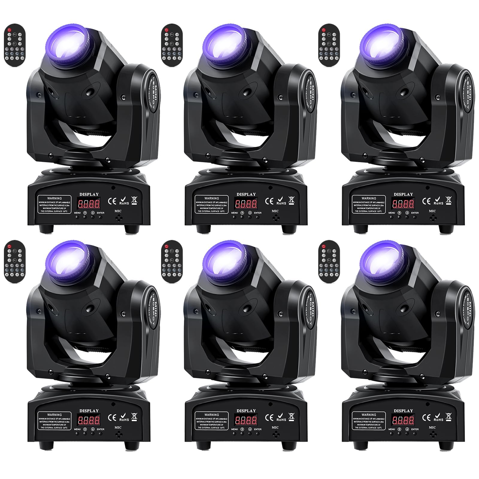 6Pcs 60W Led Moving Head Light Stage Lights With Remote Control 8 Gobo 8 Pattern Spotlight By Dmx Controlled 11 Channel With Sou