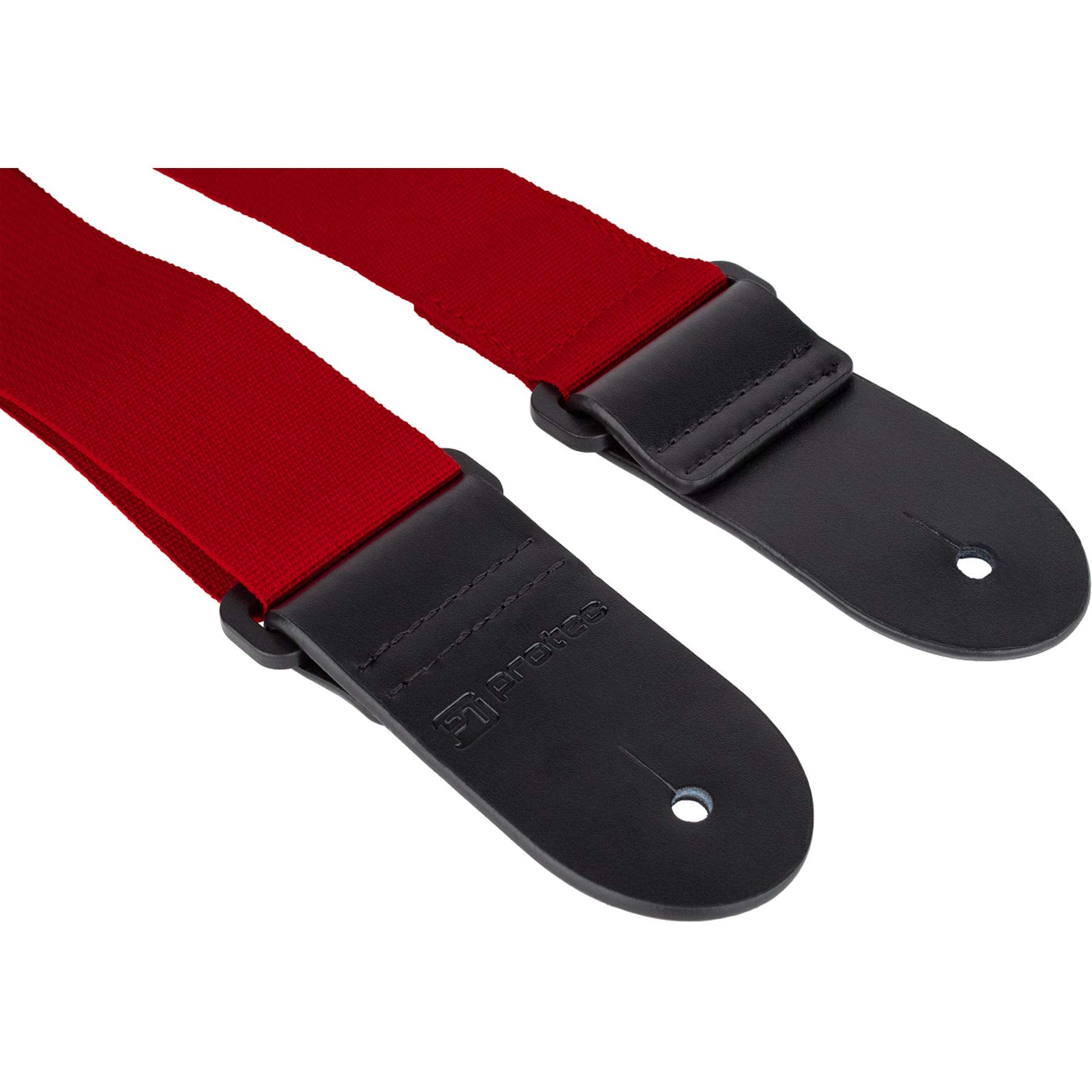 Protec Guitar Strap featuring Thick Leather Ends and Pick Pocket, Red