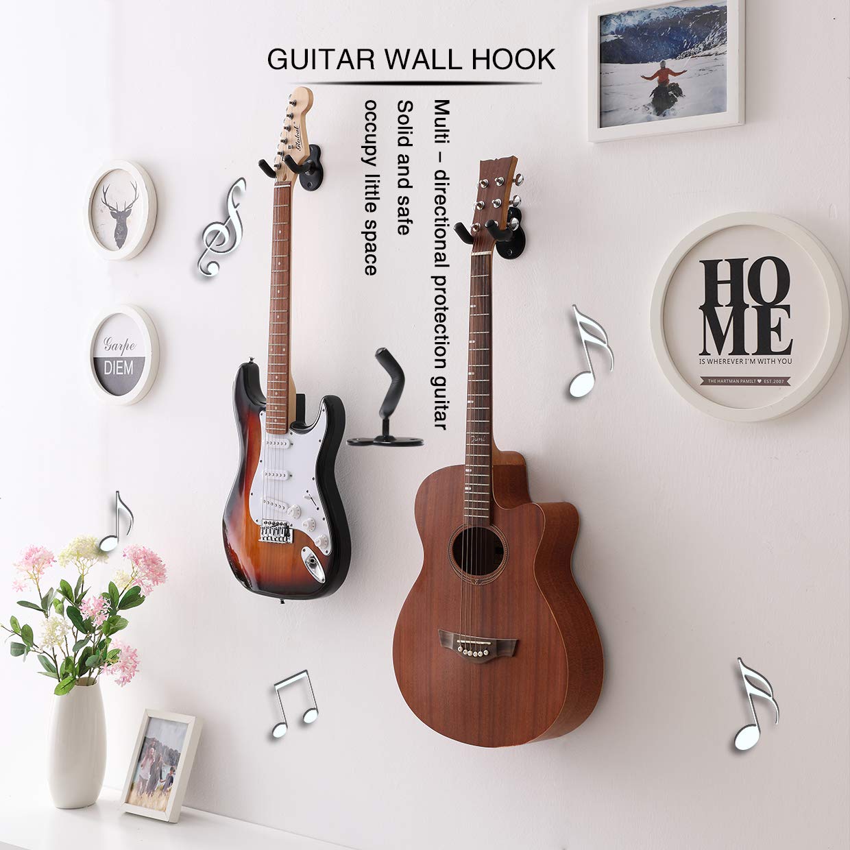 WOGOD Guitar Hanger Wall Mount 10 Pack Guitar Hangers Hooks Holder Wall Stand Mount