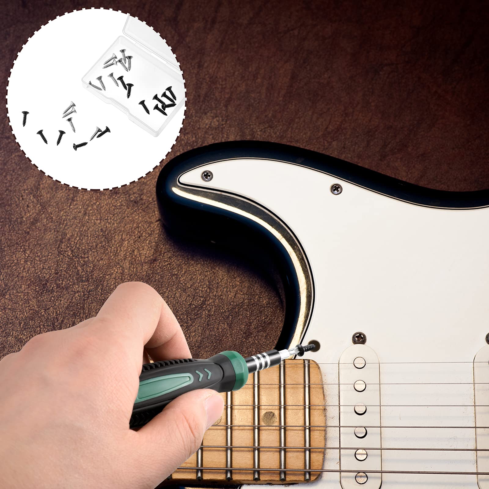 Hotop 100 Pack 3 mm Guitar Screw Bass Pickguard Screws Guitar Mounting Screws for Guitar Bass Replacement (Black and Silvery)