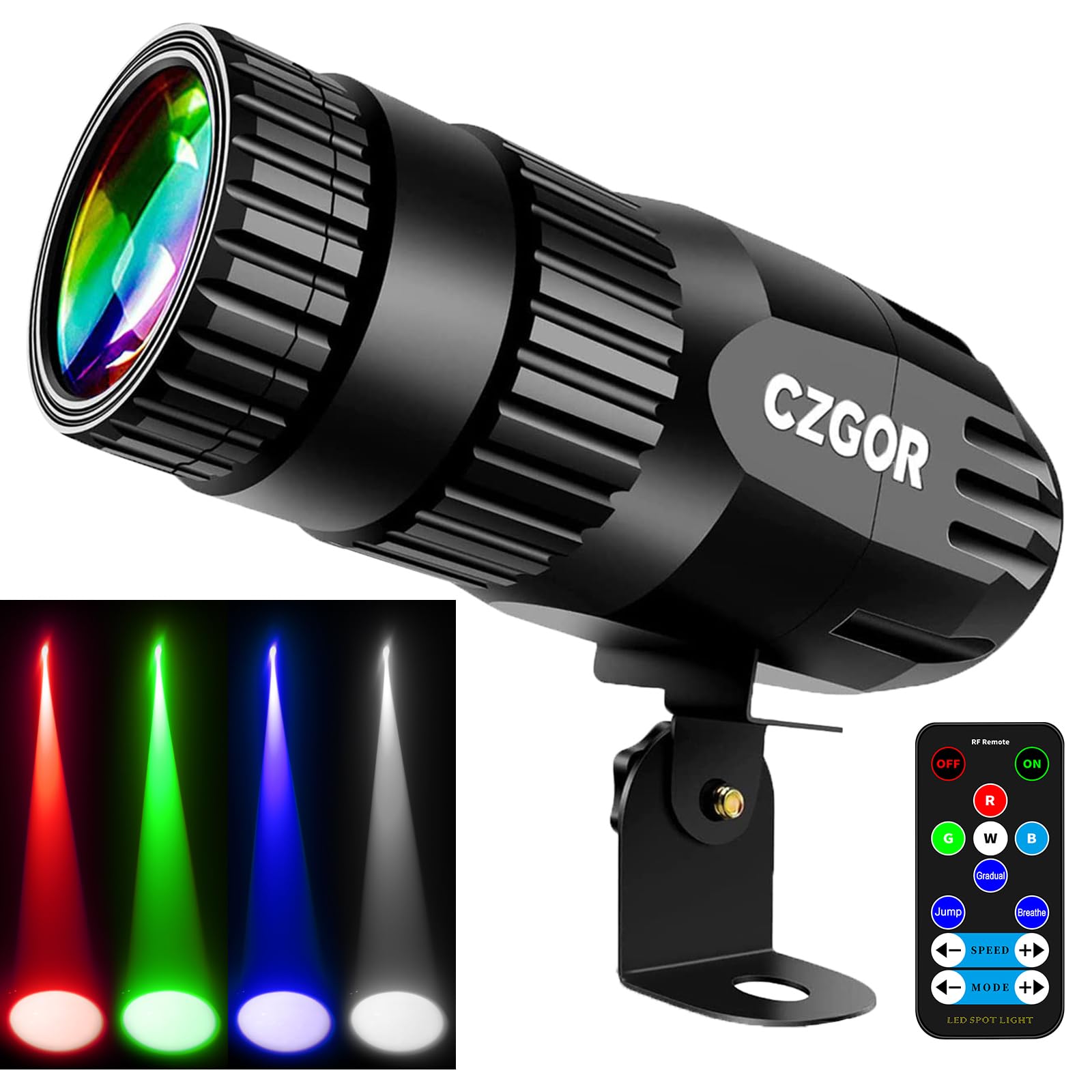 Pinspot Light, Czgor Light For Disco Ball 15W Rgbw 4 In 1 Mirror Ball Light With Remote Control Super Bright Led Pin Light Disco