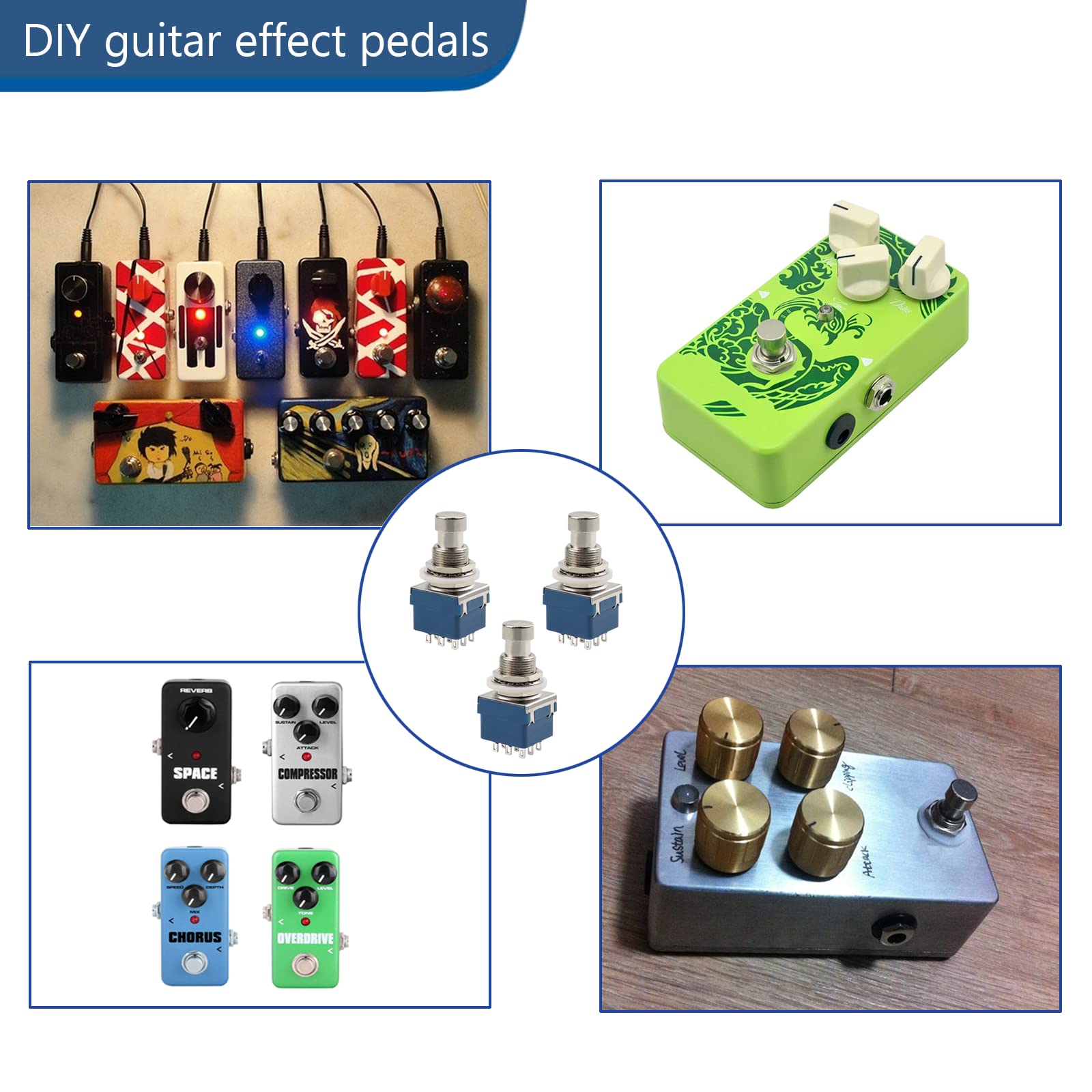 3pdt switch 3pdt stomp switch 3pdt foot switch Guitar Effect Pedal Foot Switch 3Pack