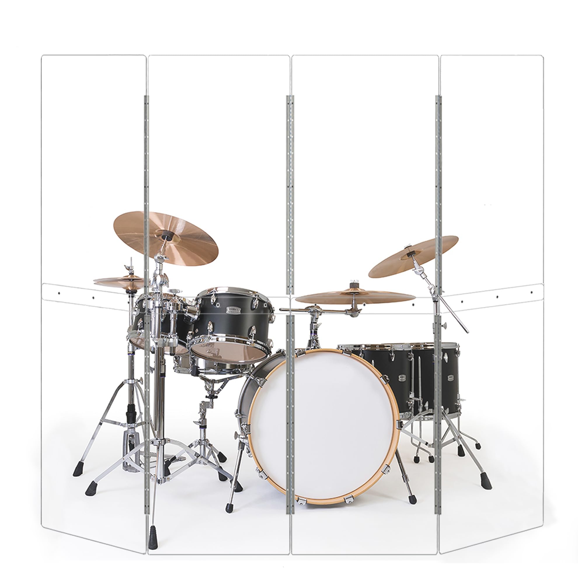 Drum Shield (4 panels) Full-Length Stainless Steel Hinges. Drum Cage for Home, Church, Practice & Performances