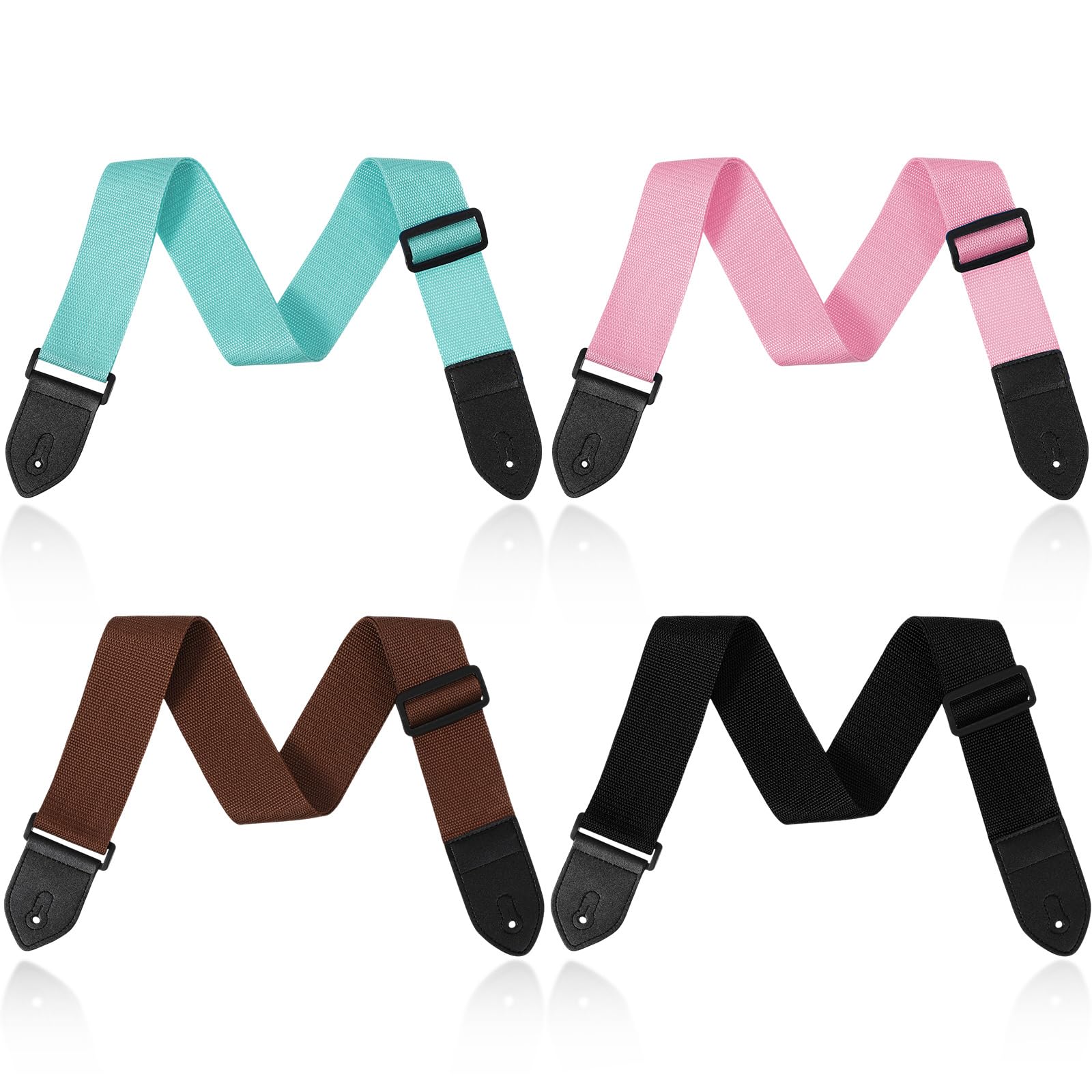 Fiada 4 Pcs Guitar Straps Electric Bass Acoustic Cotton Guitar Straps Adjustable for Musical Instrument Gift(Multicolor,Solid Co