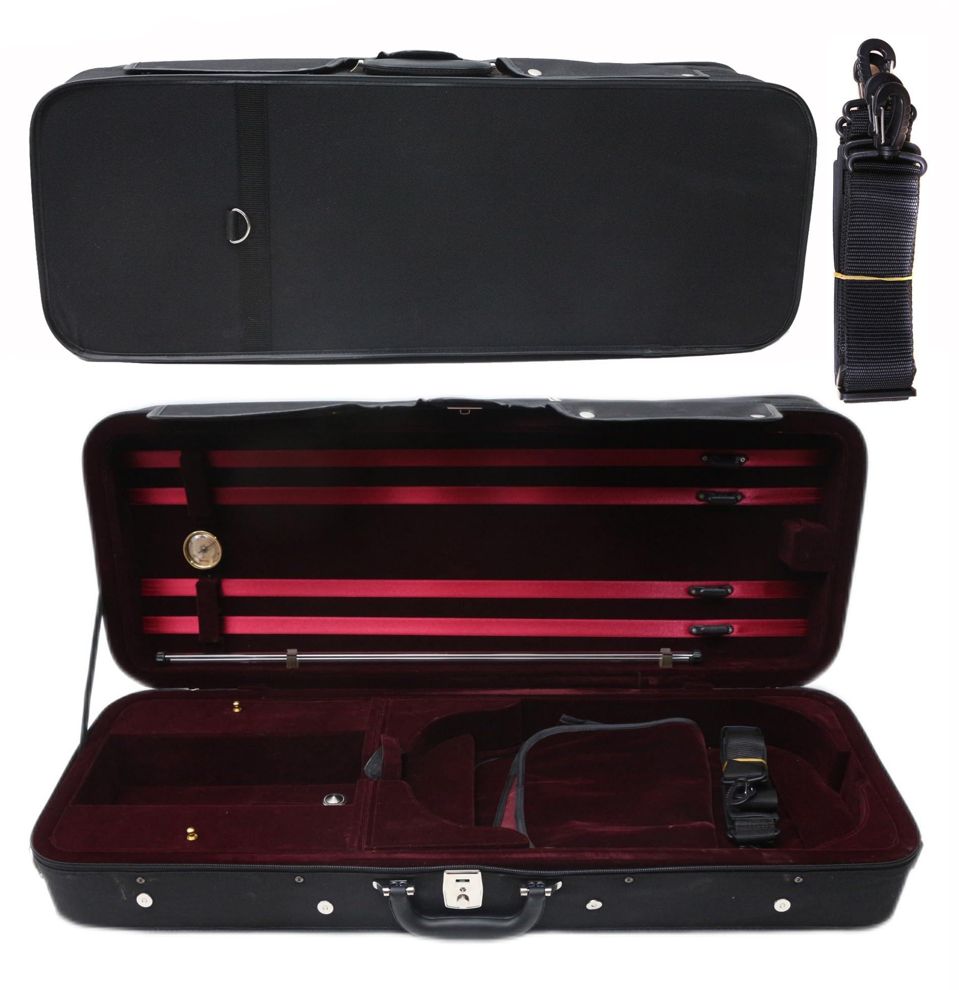 Vetimobato Adjustable 15-16.5 inch Viola Case 16 inch Hard Viola Box Composite with Neck Straps & Music sheet Bag & 4 Bow Holder