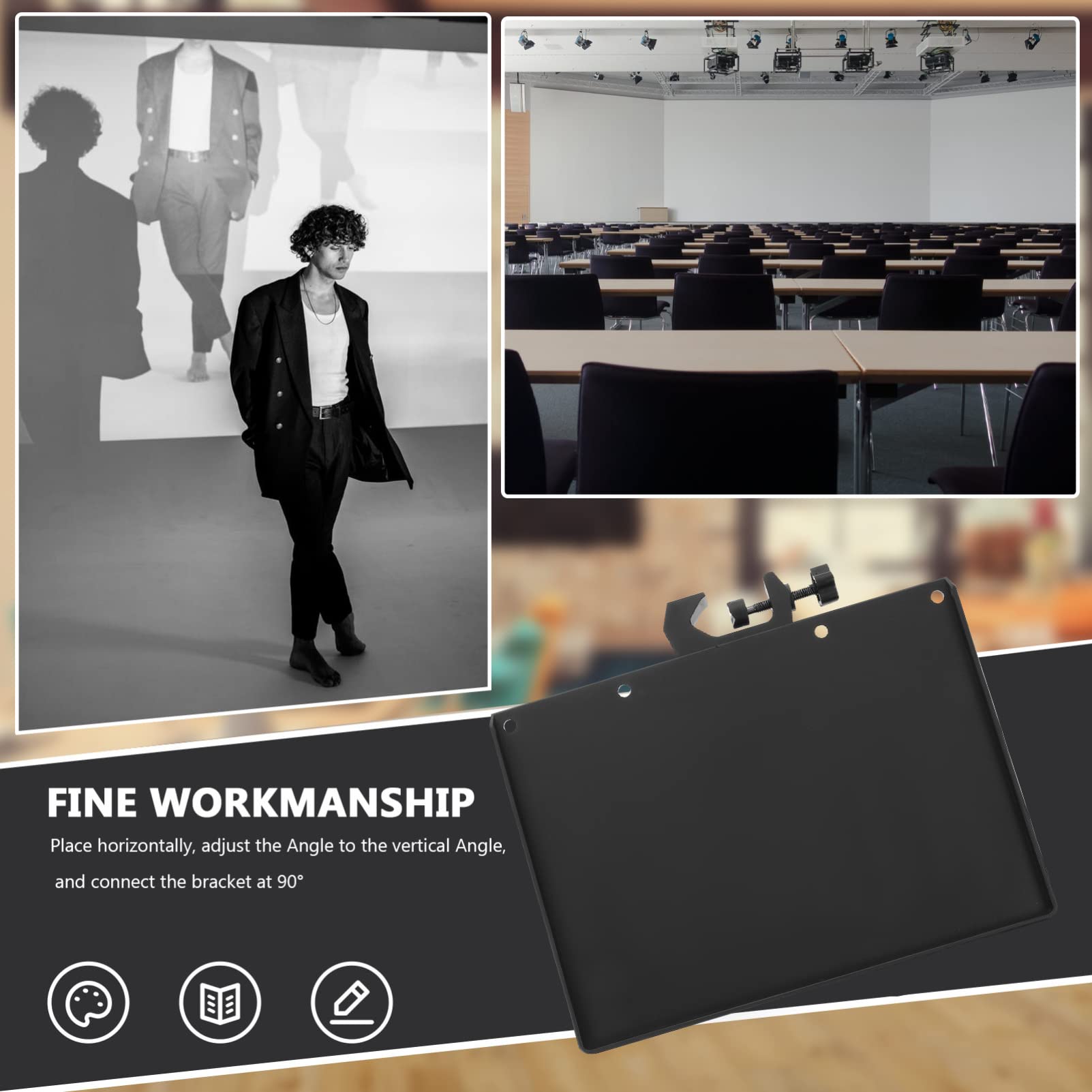 HEALLILY 2pcs Adjustable Clamp-On Rack Tray Holder Mic Rack Stand Tray Universal Mic Microphone Stand Tray for Live Streaming Ka