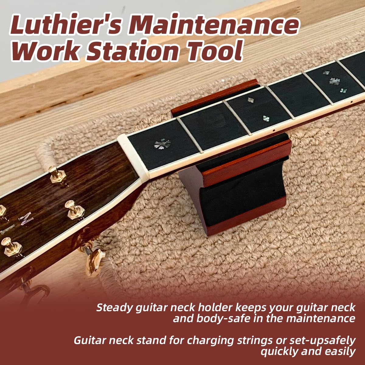 Ogdni Guitar Neck Rest Support Pillow for Electric Acoustic Guitar Bass String Instrument Luthier Setup Cleaning Repair Tool