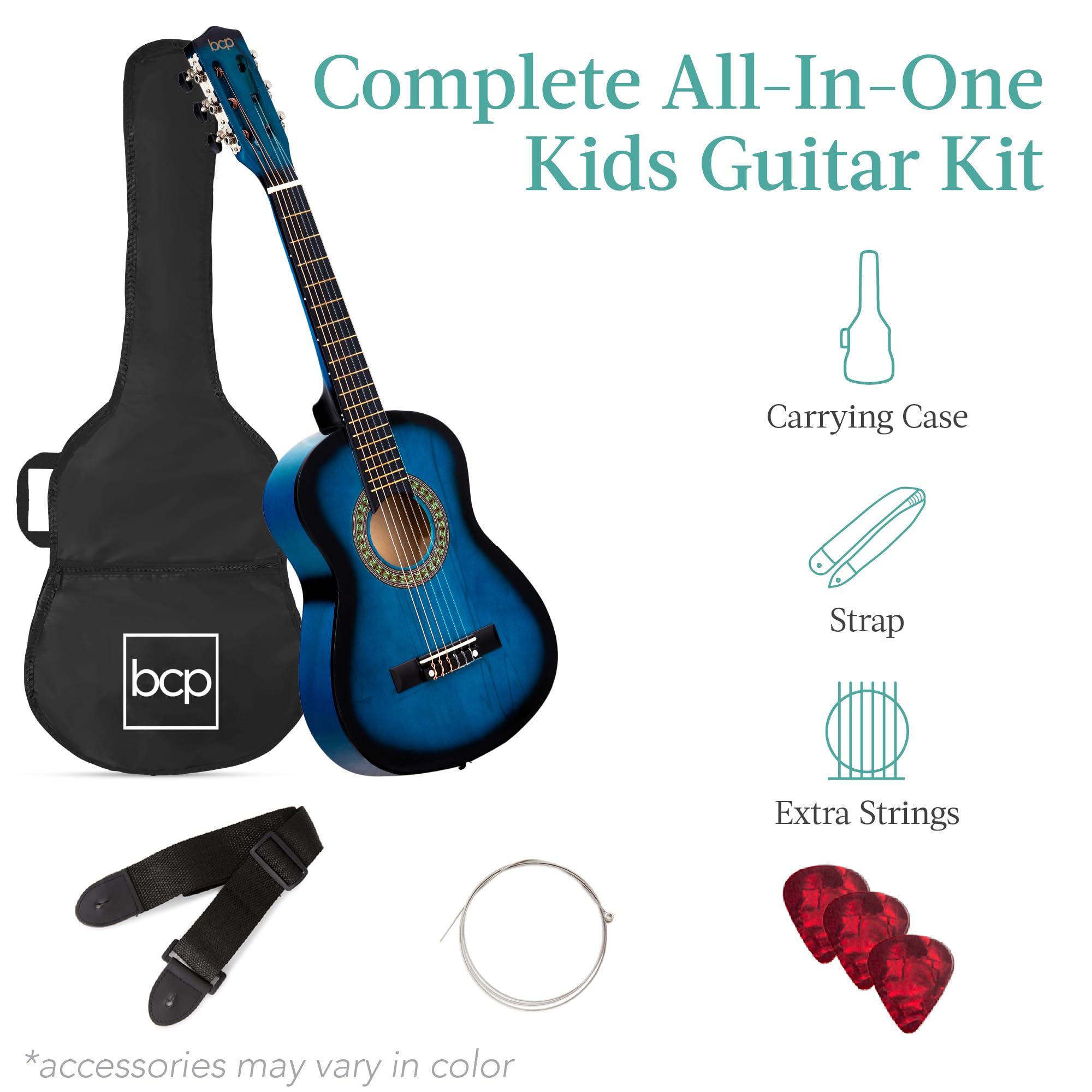 Best Choice Products 30in Kids Acoustic Guitar Beginner Starter Kit with Strap, Case, Strings - Blueburst