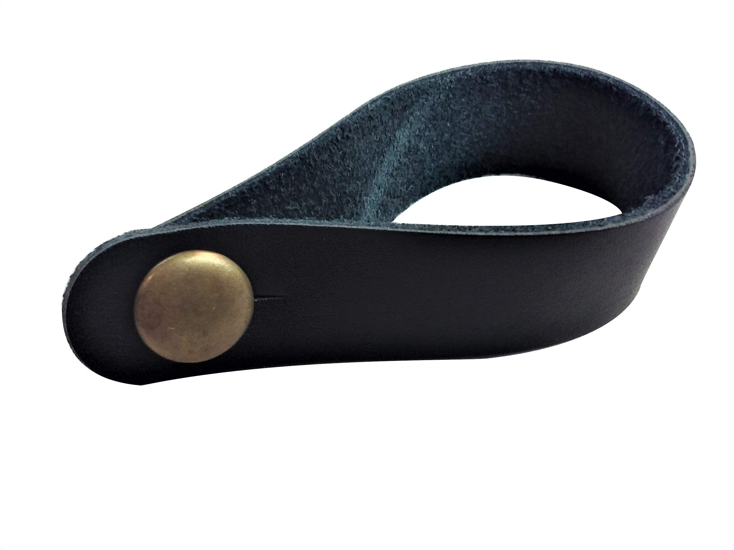 Genuine Leather Guitar Strap Hook Button For Acoustic/Folk/Guitar (Black)