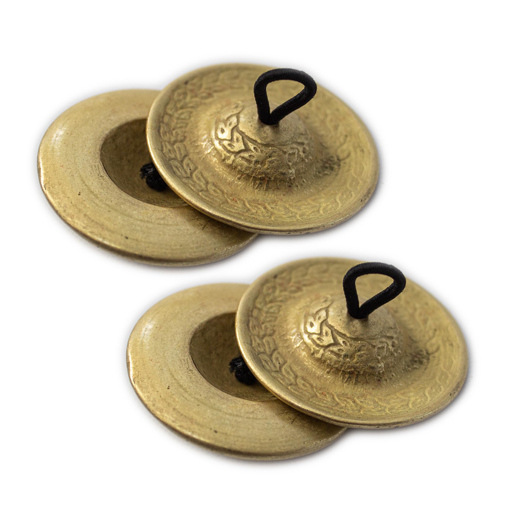 Hand-hammered Heavy stage-quality Brass Finger Cymbals Set of 4 (Variations: 2 1/4 & 3) (2 1/4 (34 gr each))