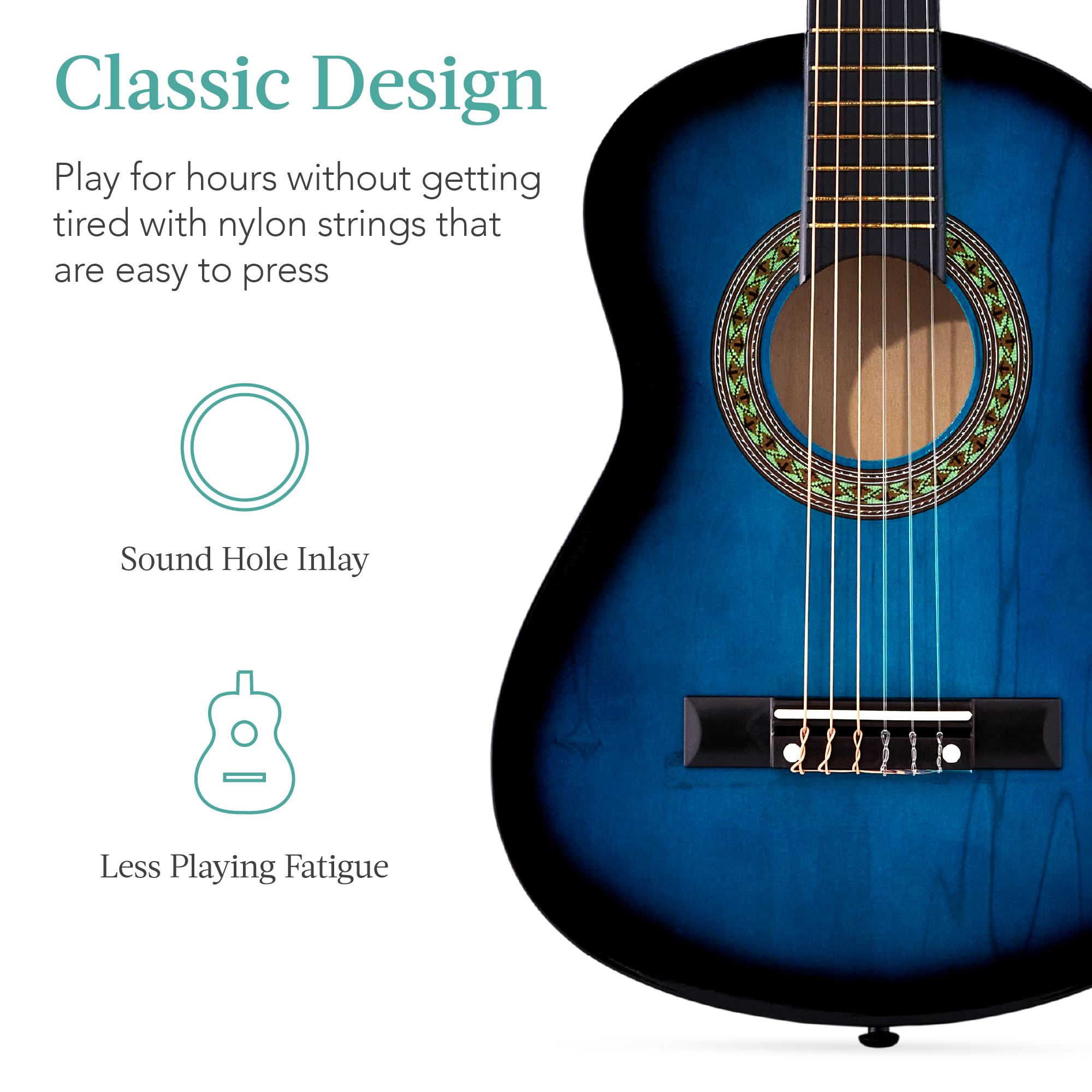 Best Choice Products 30in Kids Acoustic Guitar Beginner Starter Kit with Strap, Case, Strings - Blueburst