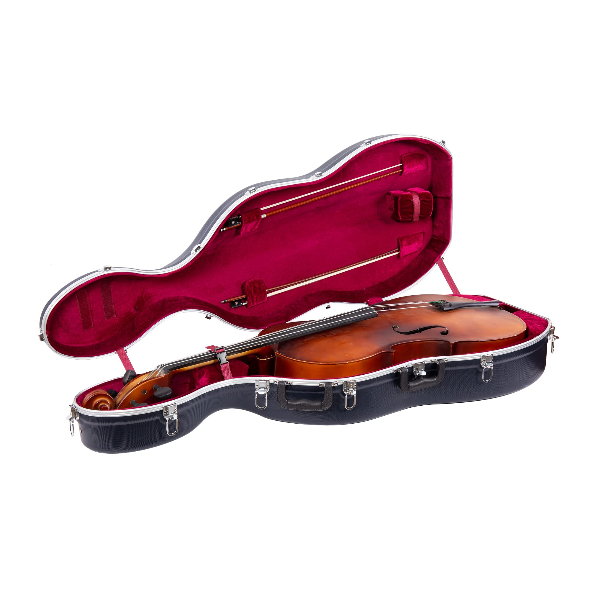 Crossrock 3/4 and 4/4 Size Cello Case | ABS Molded Hardshell with Wheels, Lock, Accessory pocket, and Backpack Straps - Blue(CRA