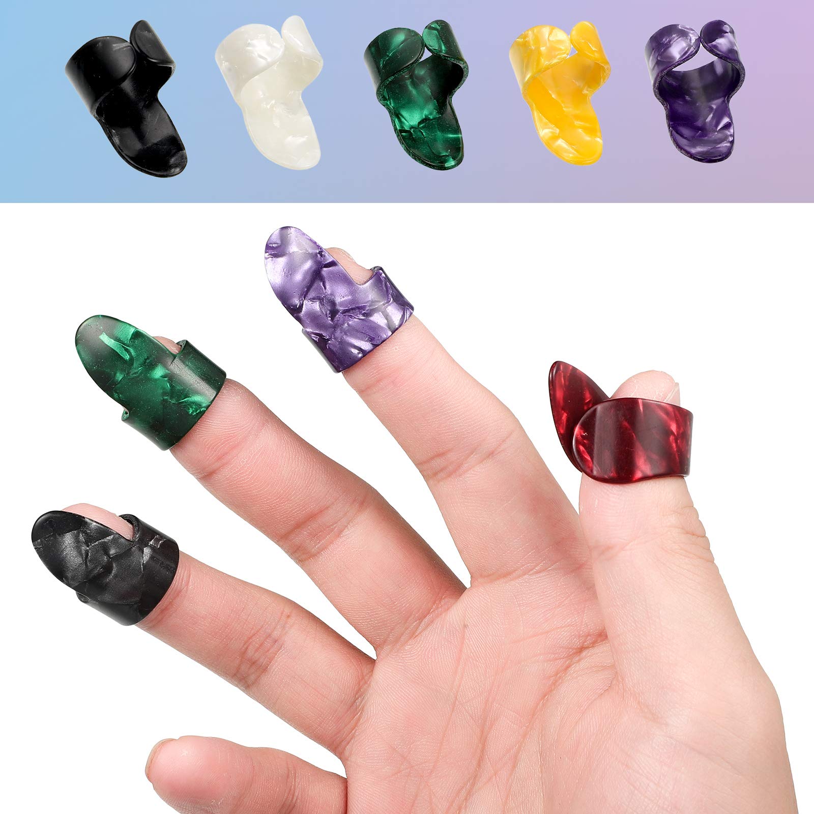 15 Pieces Banjo Guitar Picks Ring Thumb Finger Picks Alaska Open Design Finger Stainless Steel Finger Adjustable Plectrum Thumb