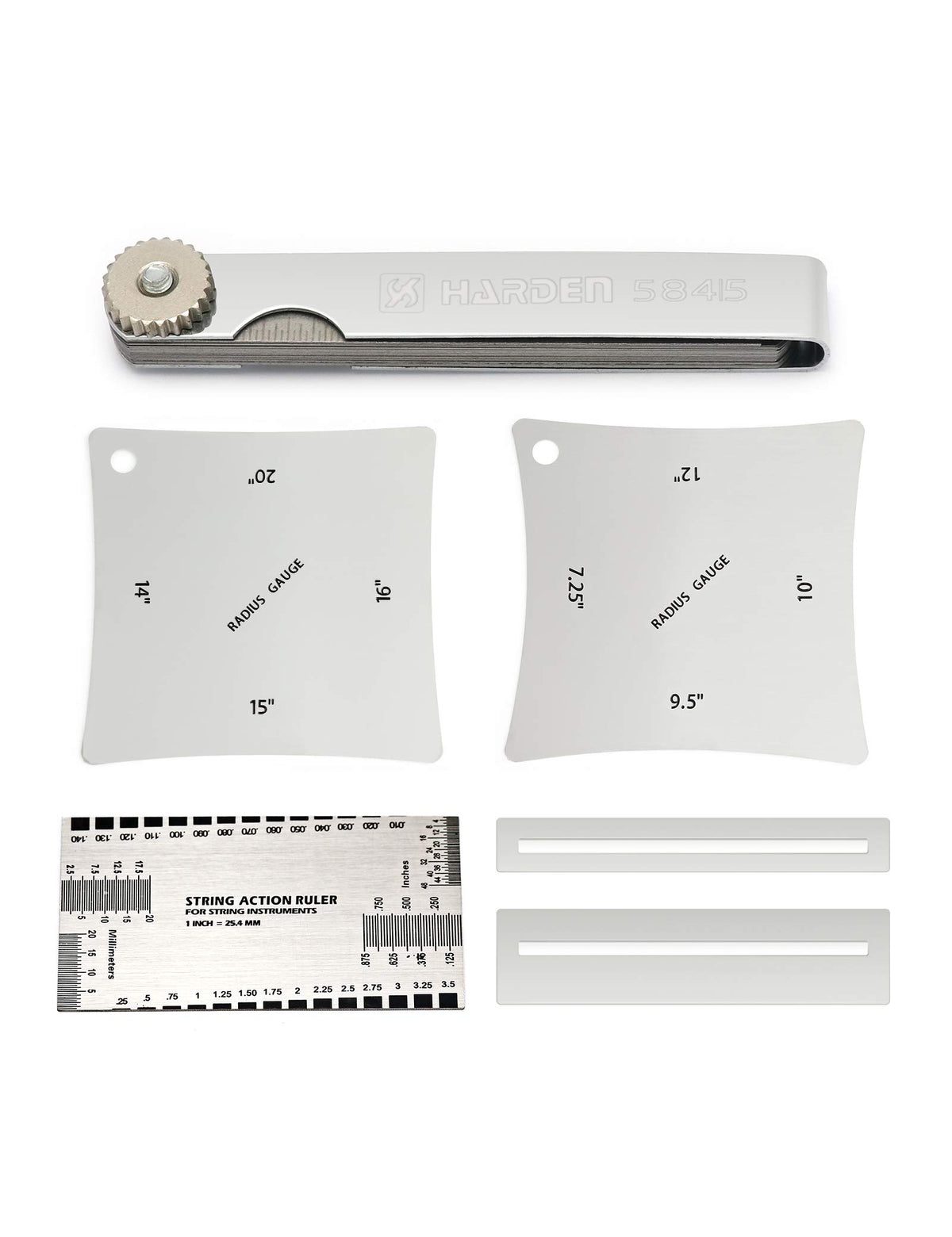 Holmer Guitar Luthier Tools With 15 Blades Feeler Gauge Metric, String Action Gauge Ruler, Fingerboard Fretboard Radius Gauge Me