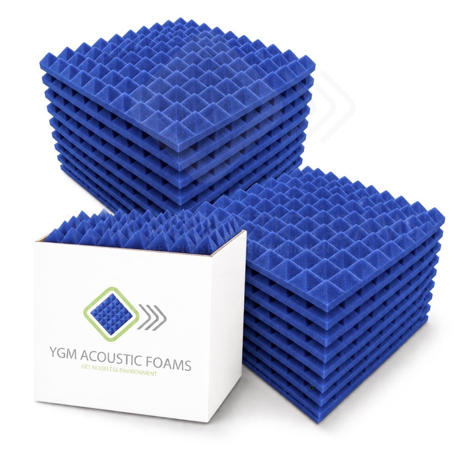 Ygm Acoustic Foams Pyramid Acoustic Panels 1 Foot  1 Foot  1 Inch Thick | 50 Density Acoustical Sound Proof Foam For Room & Stud