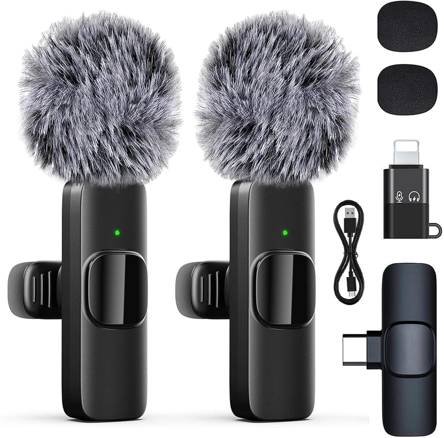 Luteti Wireless Clip-On Recording Microphone With Receiver For Type-C & Lightning Mobile Phones, Camera & Laptop - Professional 