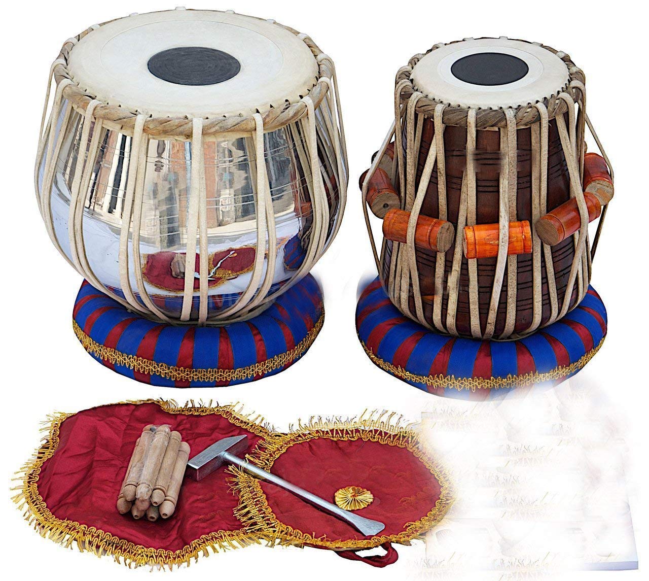 Sm,Sai Musical Student Tabla Set, Steel Bayan, Sheesham Dayan