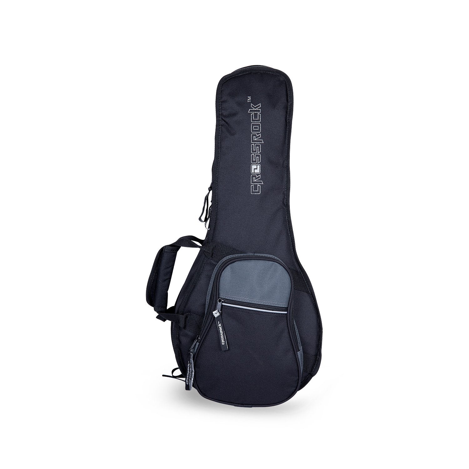 Crossrock 5-String F-Style Mandolin Gig Bag with 10mm Padding, Backpack Straps in Black Grey CRSG106MFBG